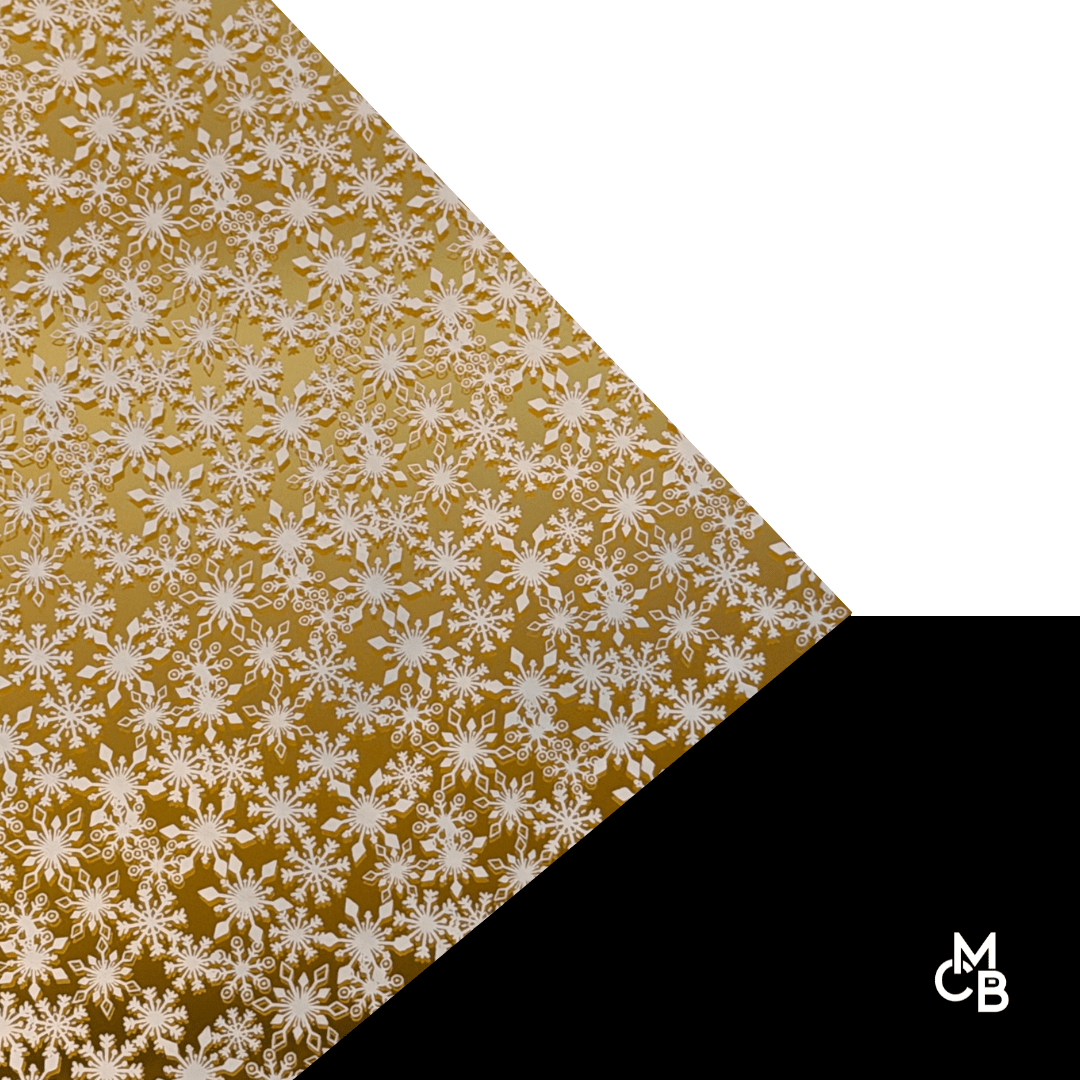 P0804 | 1/8" White Snowflakes on Gold Mirror CMB PRESTIGE PATTERNS - CMB Prestige Pattern
