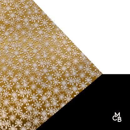 P0804 | 1/8" White Snowflakes on Gold Mirror CMB PRESTIGE PATTERNS - CMB Prestige Pattern