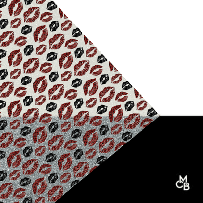 P1014 | 1/8" Red & Black Lips on Snow Flurries White Glitter CMB PRESTIGE PATTERNS - CMB Prestige Pattern