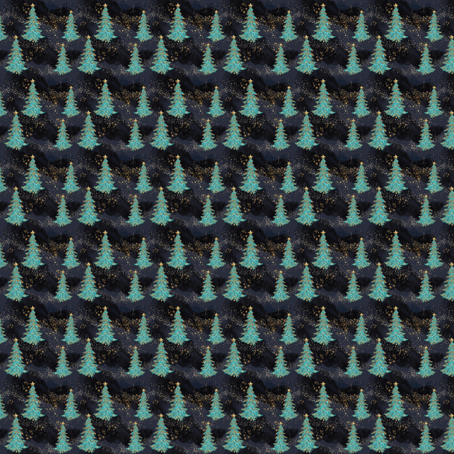 P1175 | Glitter Mint Chrismtas Trees Nightfall Pattern Acrylic Sheets - CMB Pattern Acrylic