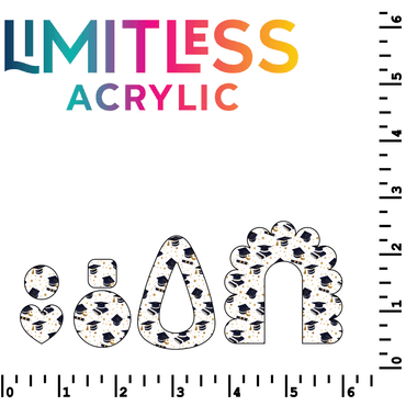 P1176 | Graduation Caps & Confetti Pattern Acrylic Sheets - CMB Pattern Acrylic