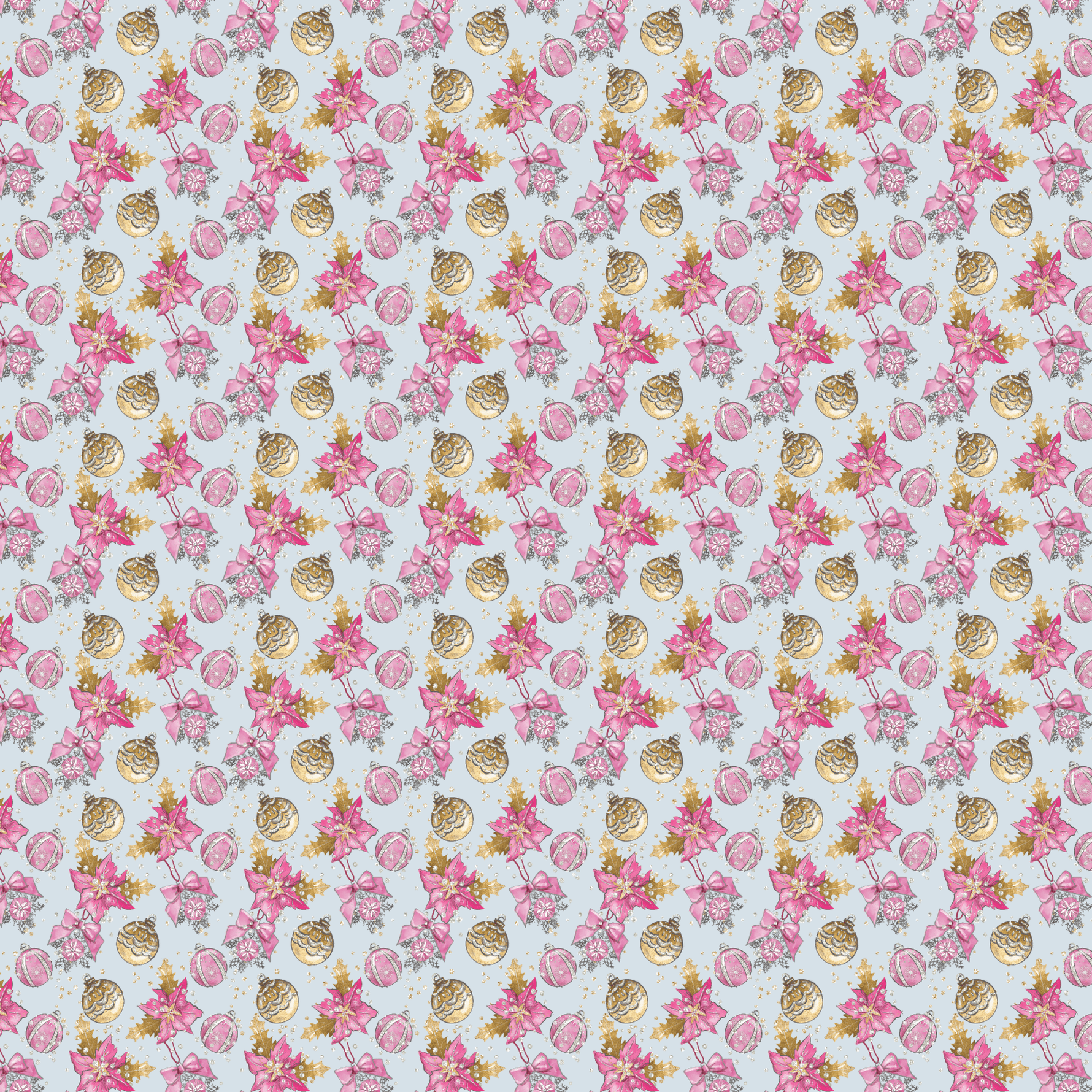 P1186 | Pink & Gold Pointsettia & Bows Pattern Acrylic Sheets - CMB Pattern Acrylic