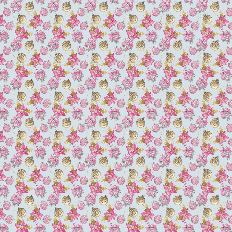 P1186 | Pink & Gold Pointsettia & Bows Pattern Acrylic Sheets - CMB Pattern Acrylic