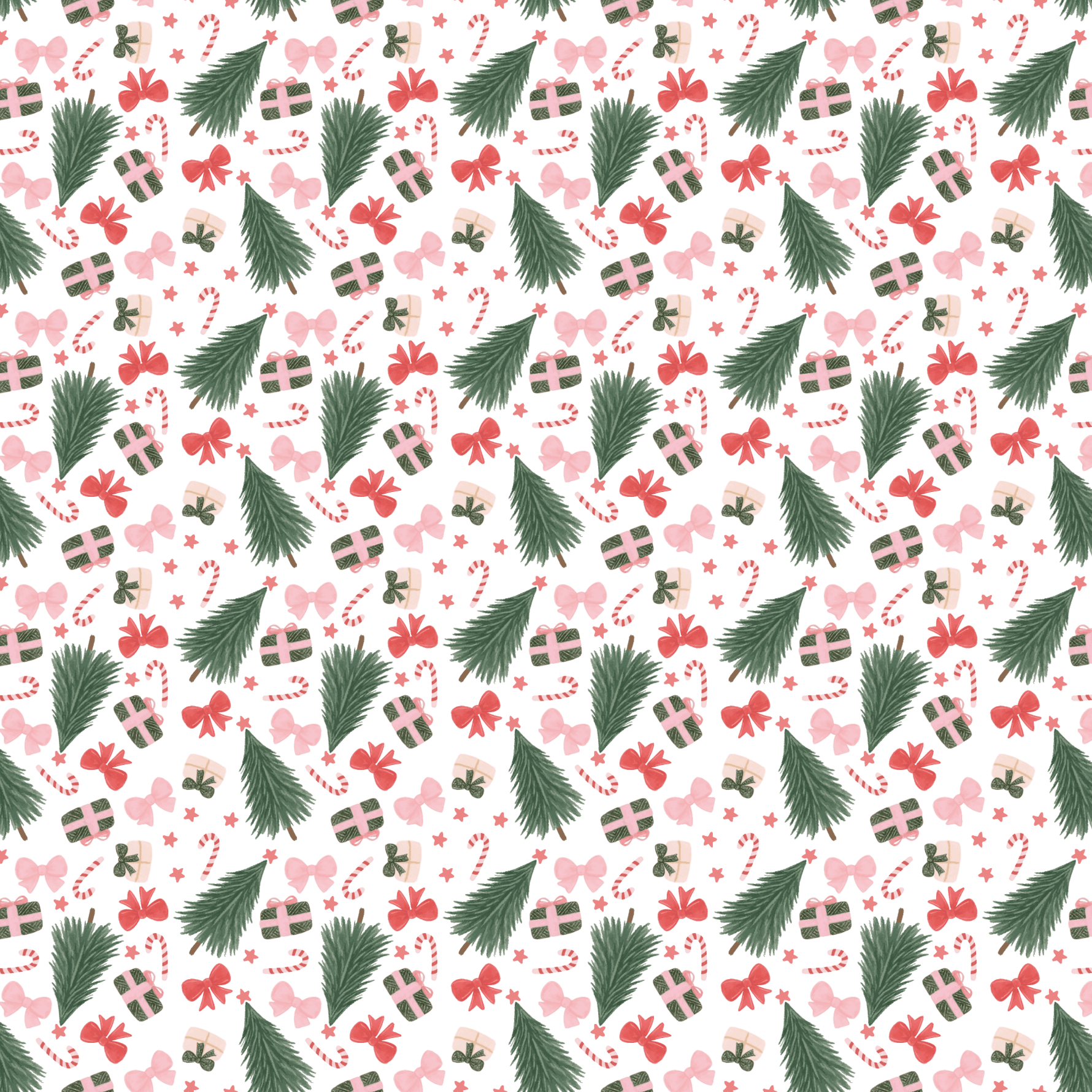 P1239 | Watercolor Christmas Trees & Bows Pattern Acrylic Sheets - CMB Pattern Acrylic