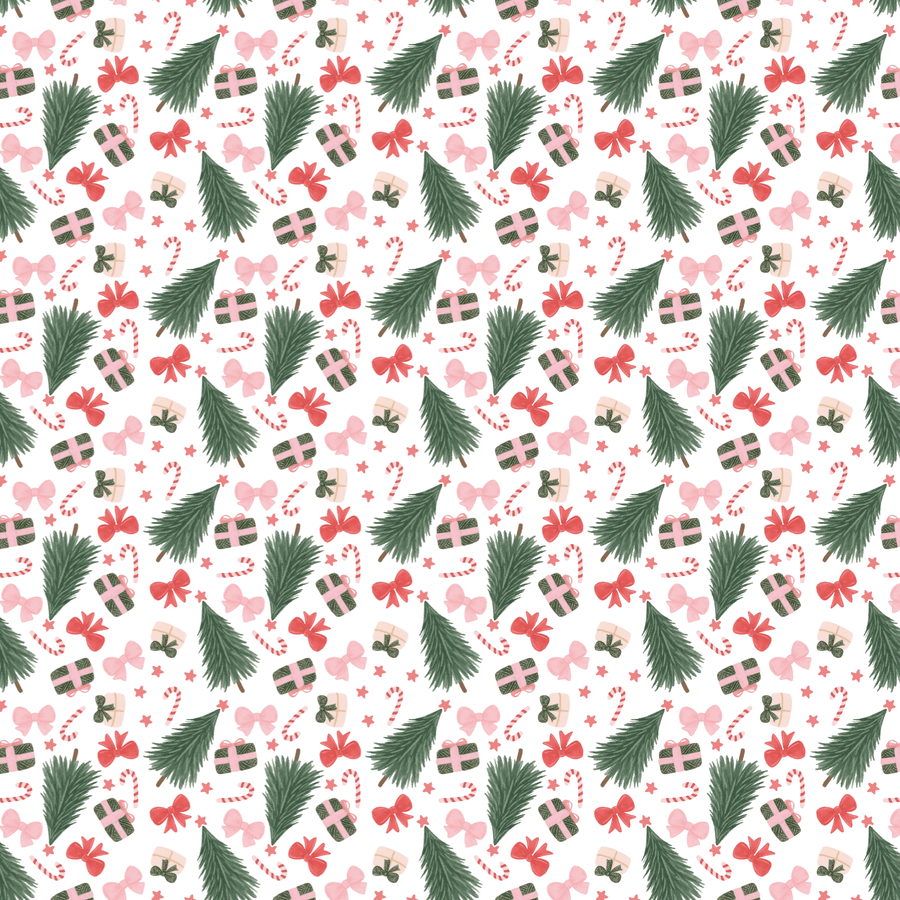 P1239 | Watercolor Christmas Trees & Bows Pattern Acrylic Sheets - CMB Pattern Acrylic