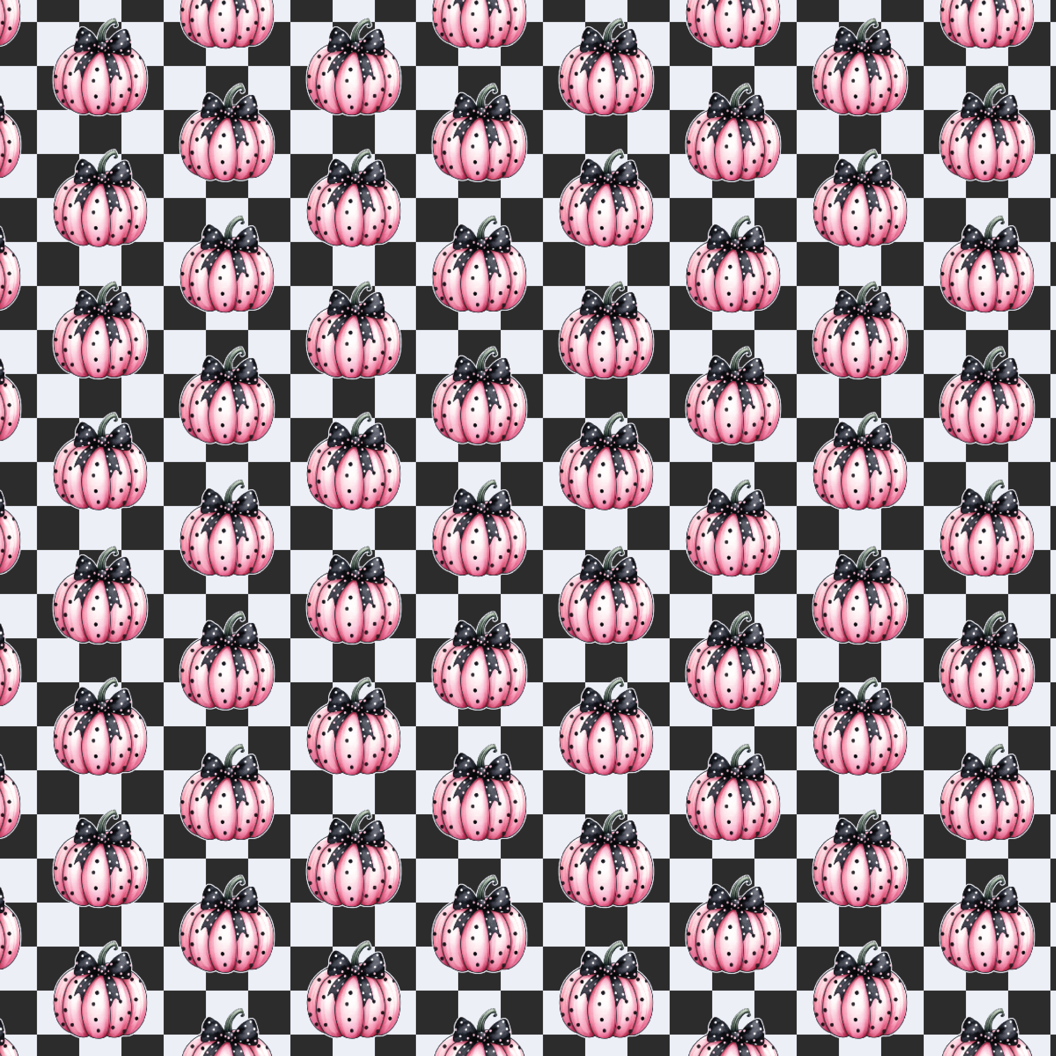 P1252 | Checkered Pink & Black Pumpkins Pattern Acrylic Sheets - Patterns