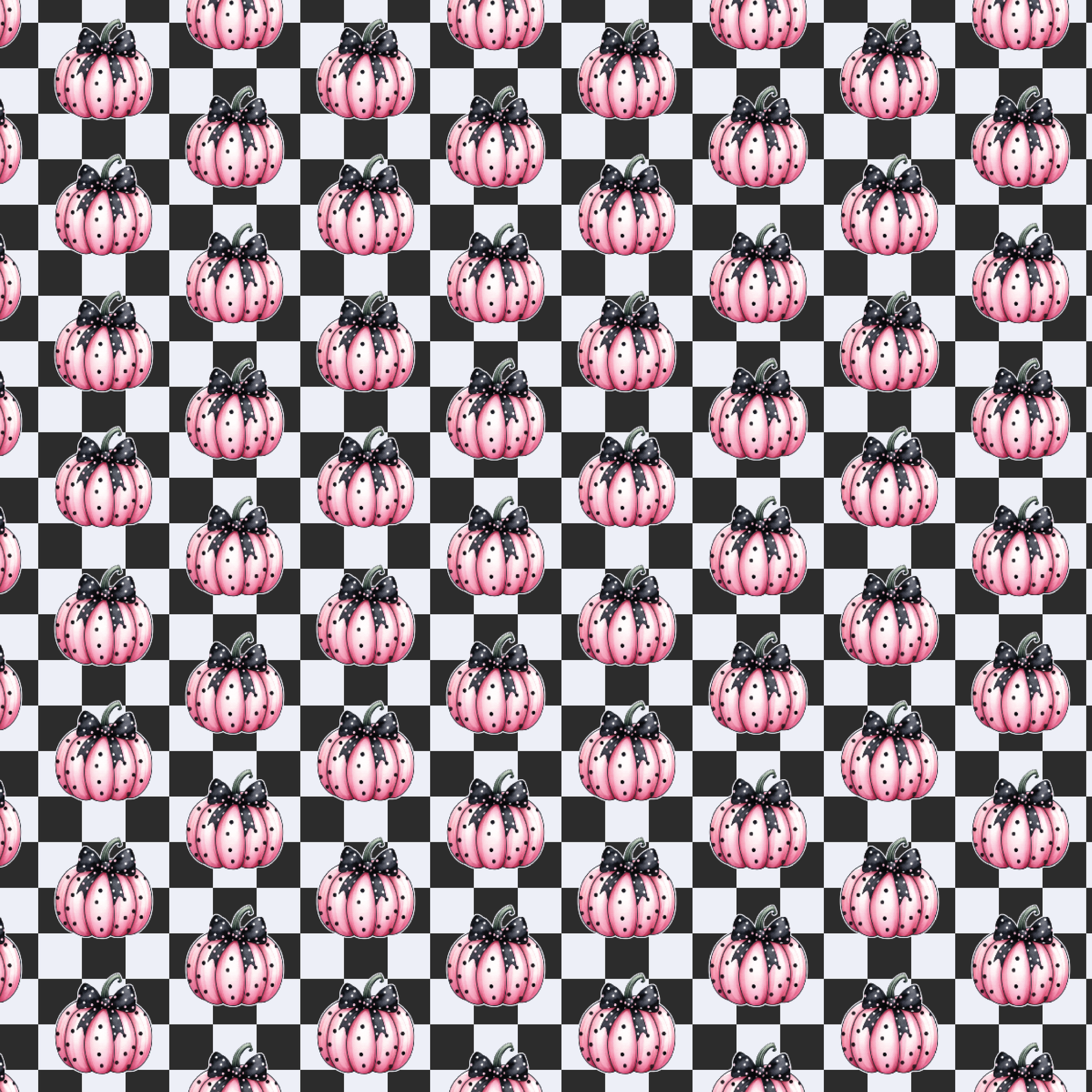 P1252 | Checkered Pink & Black Pumpkins Pattern Acrylic Sheets - Patterns