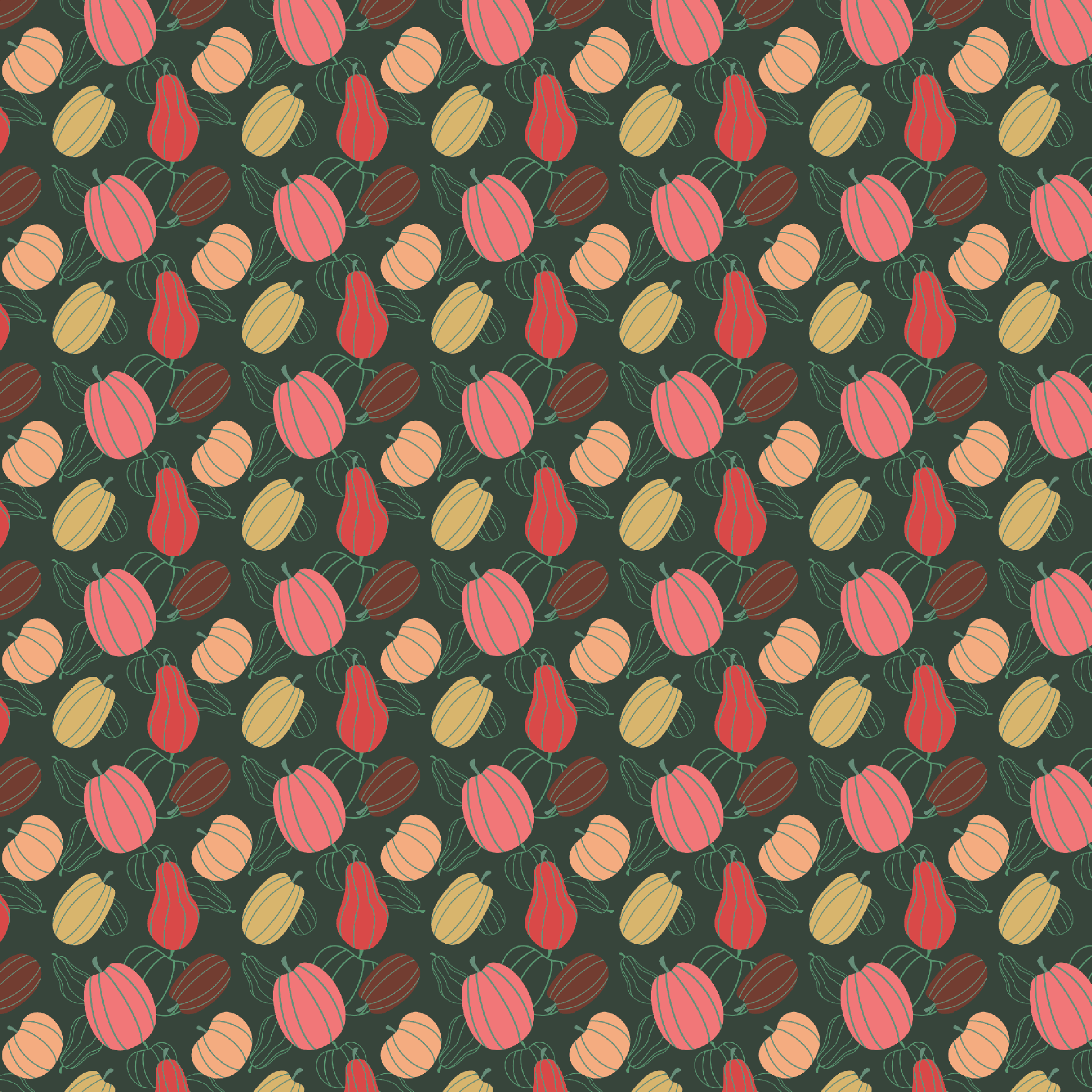 P1261 | Pumpkins on Green Pattern Acrylic Sheets - Patterns