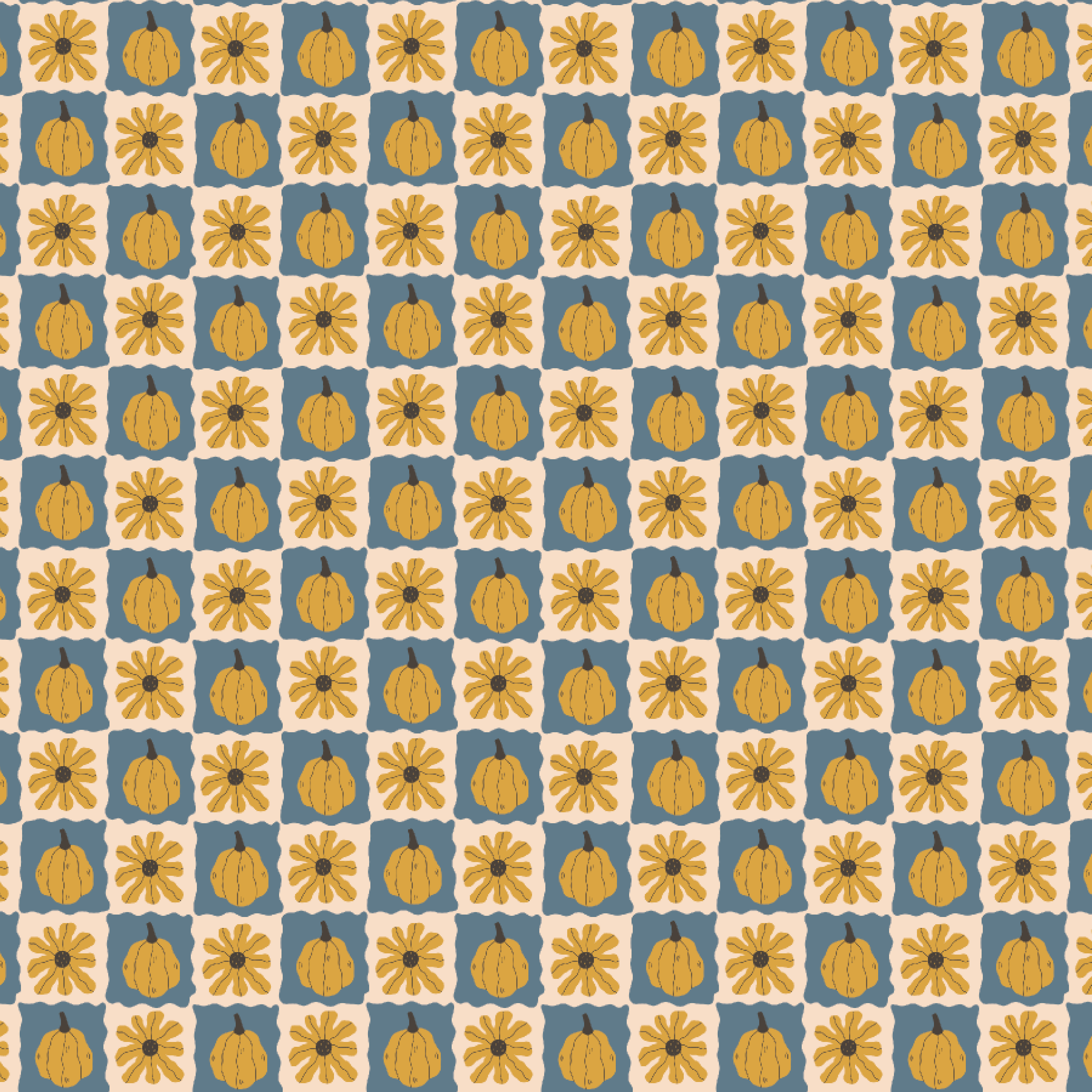 P1311 | Pumpkin Floral Plaid Pattern Acrylic Sheets - Patterns