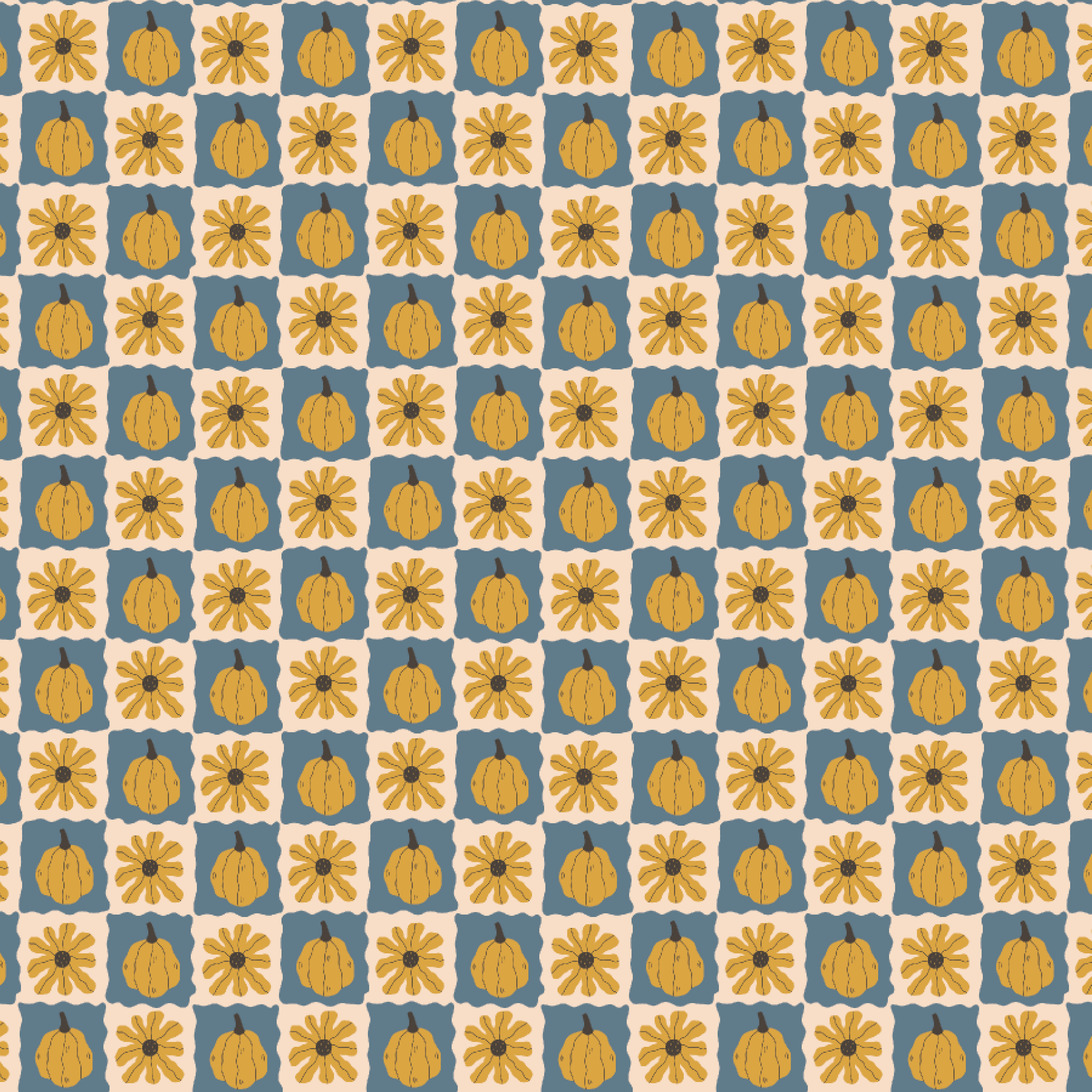 P1311 | Pumpkin Floral Plaid Pattern Acrylic Sheets - Patterns