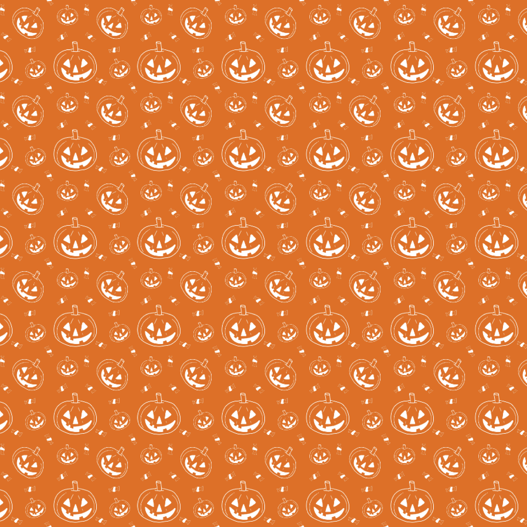P1325 | White Pumpkins Outline on Orange Pattern Acrylic Sheets - Patterns
