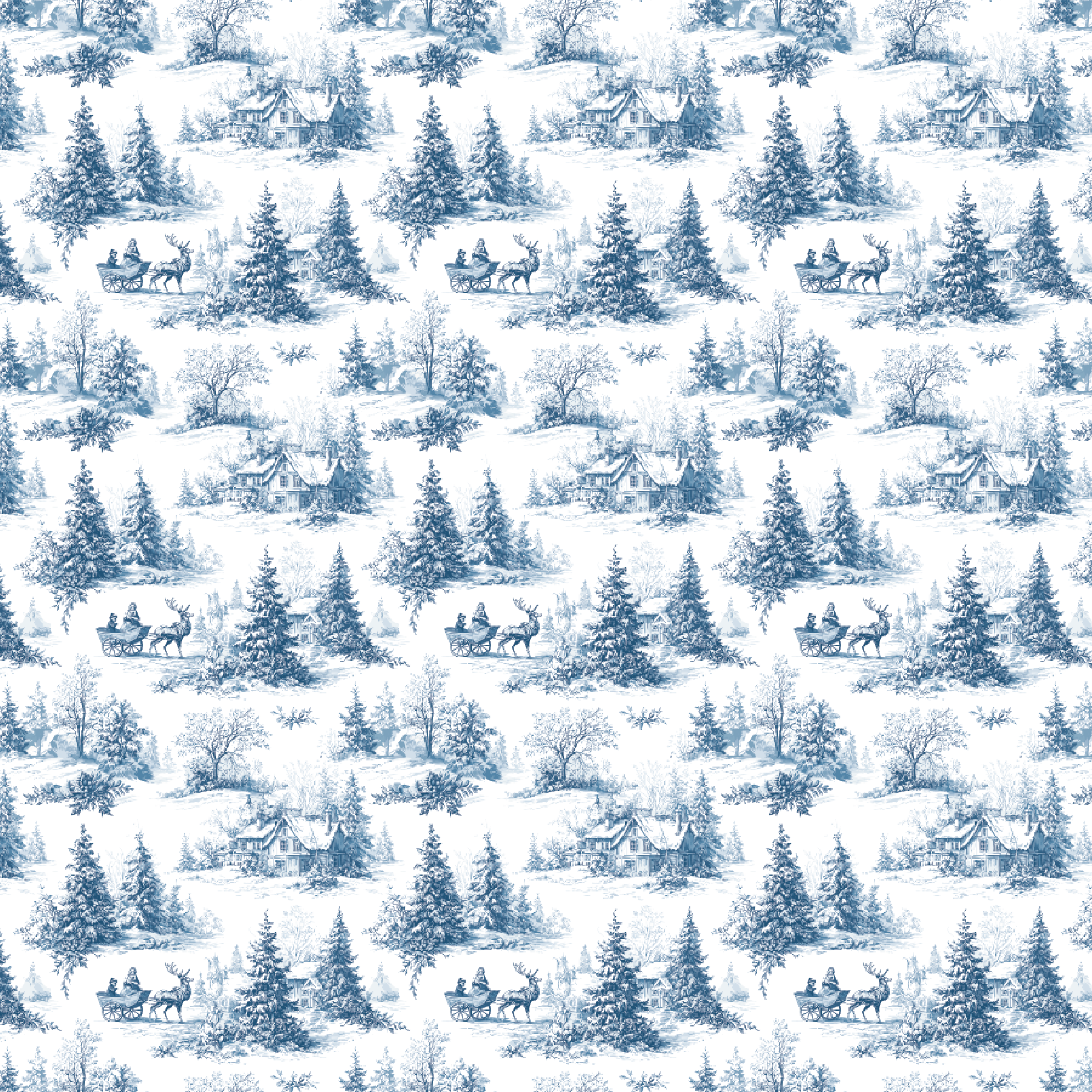 P1337 | Vintage Blue Christmas Pattern Acrylic Sheets - Patterns