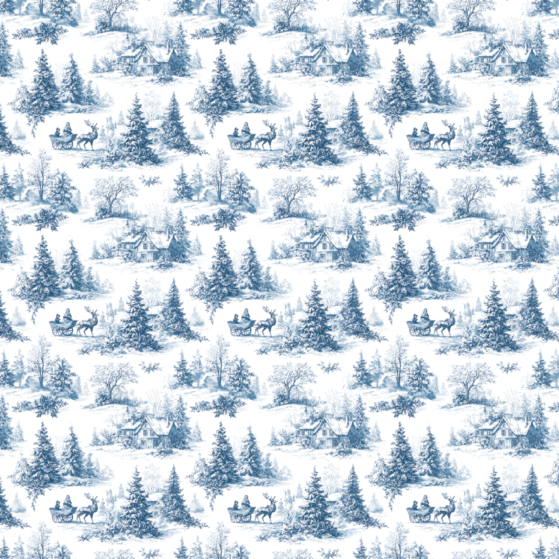 P1337 | Vintage Blue Christmas Pattern Acrylic Sheets - Patterns