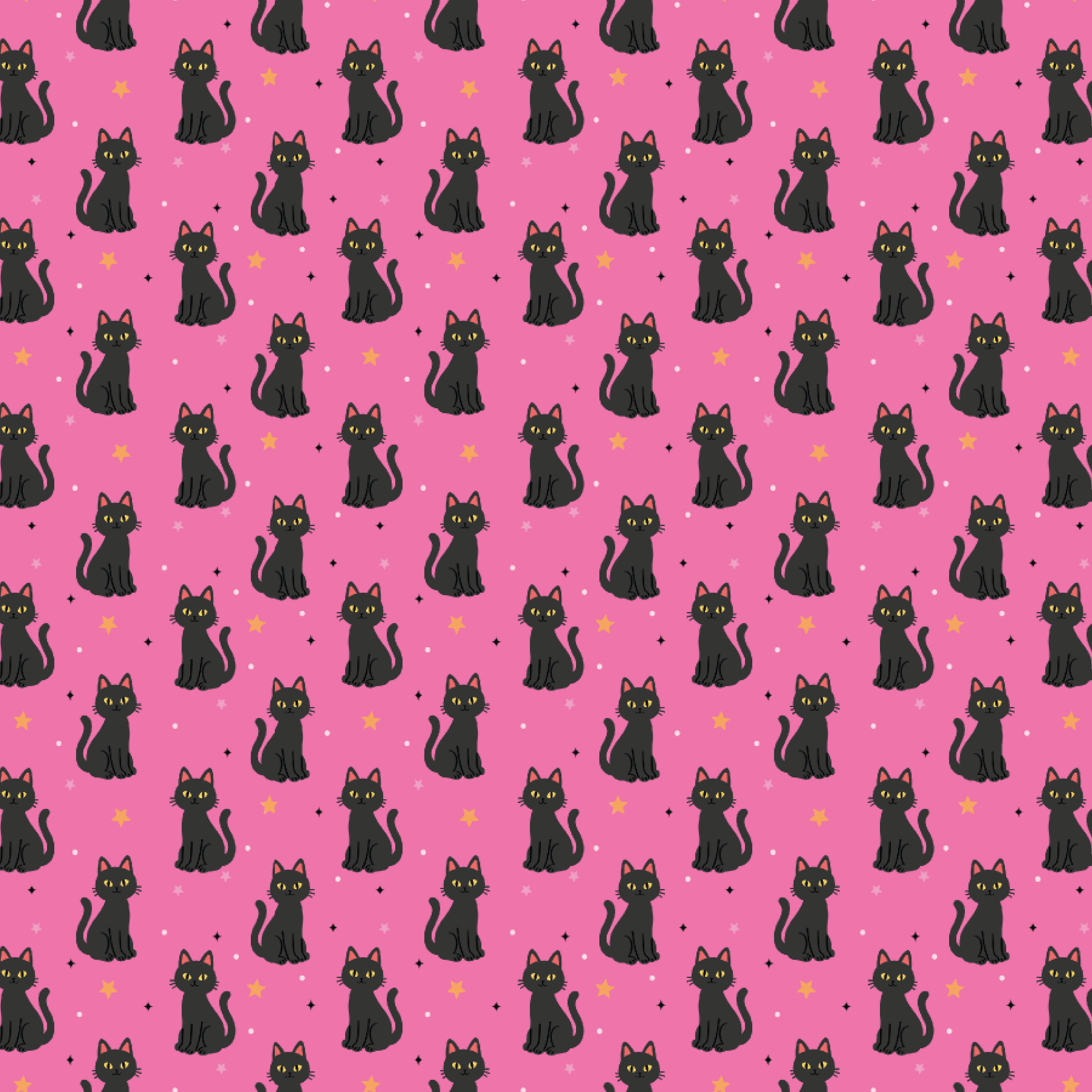 P1345 | Black Cats on Pink Pattern Acrylic Sheets - Patterns