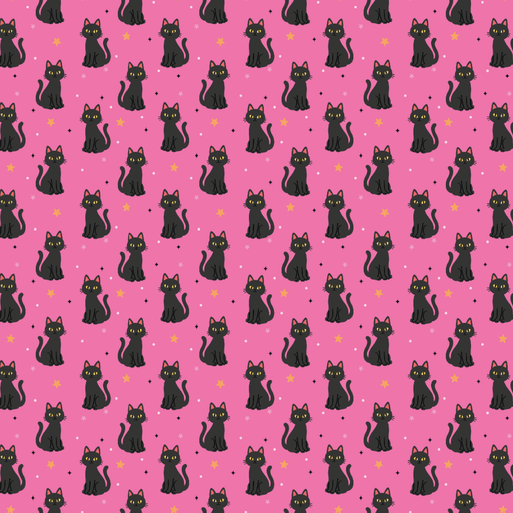 P1345 | Black Cats on Pink Pattern Acrylic Sheets - Patterns