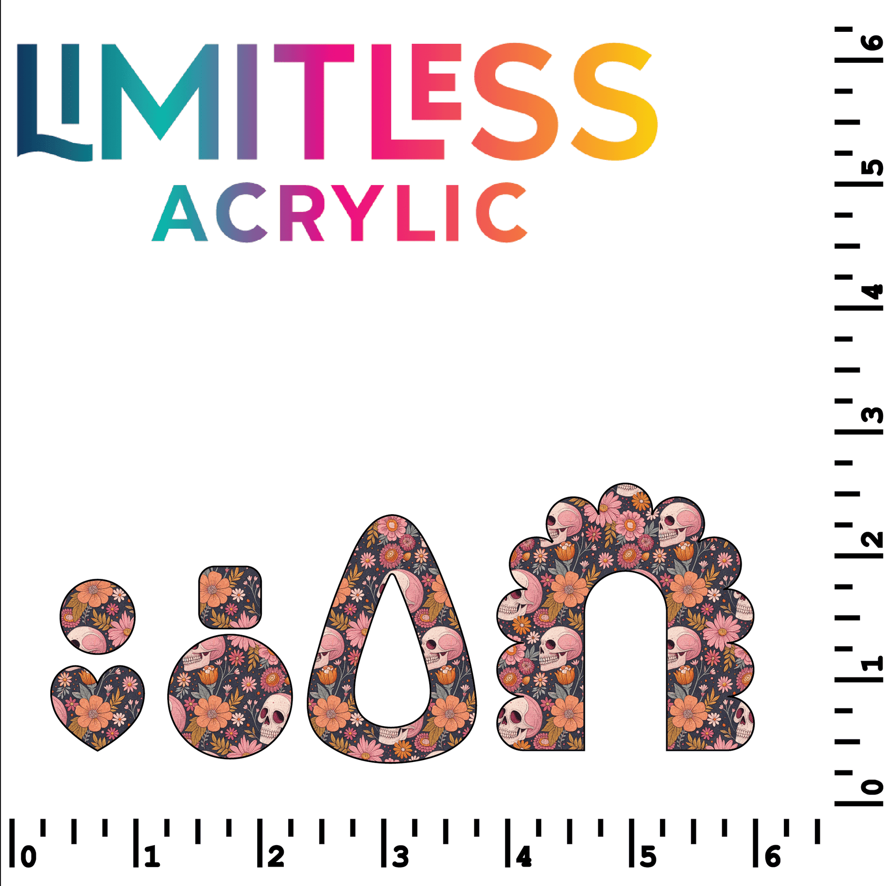 P1350 | Floral Skulls Pattern Acrylic Sheets - Patterns