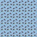 P1352 | Black Floral Cats on Blue Pattern Acrylic Sheets - Patterns