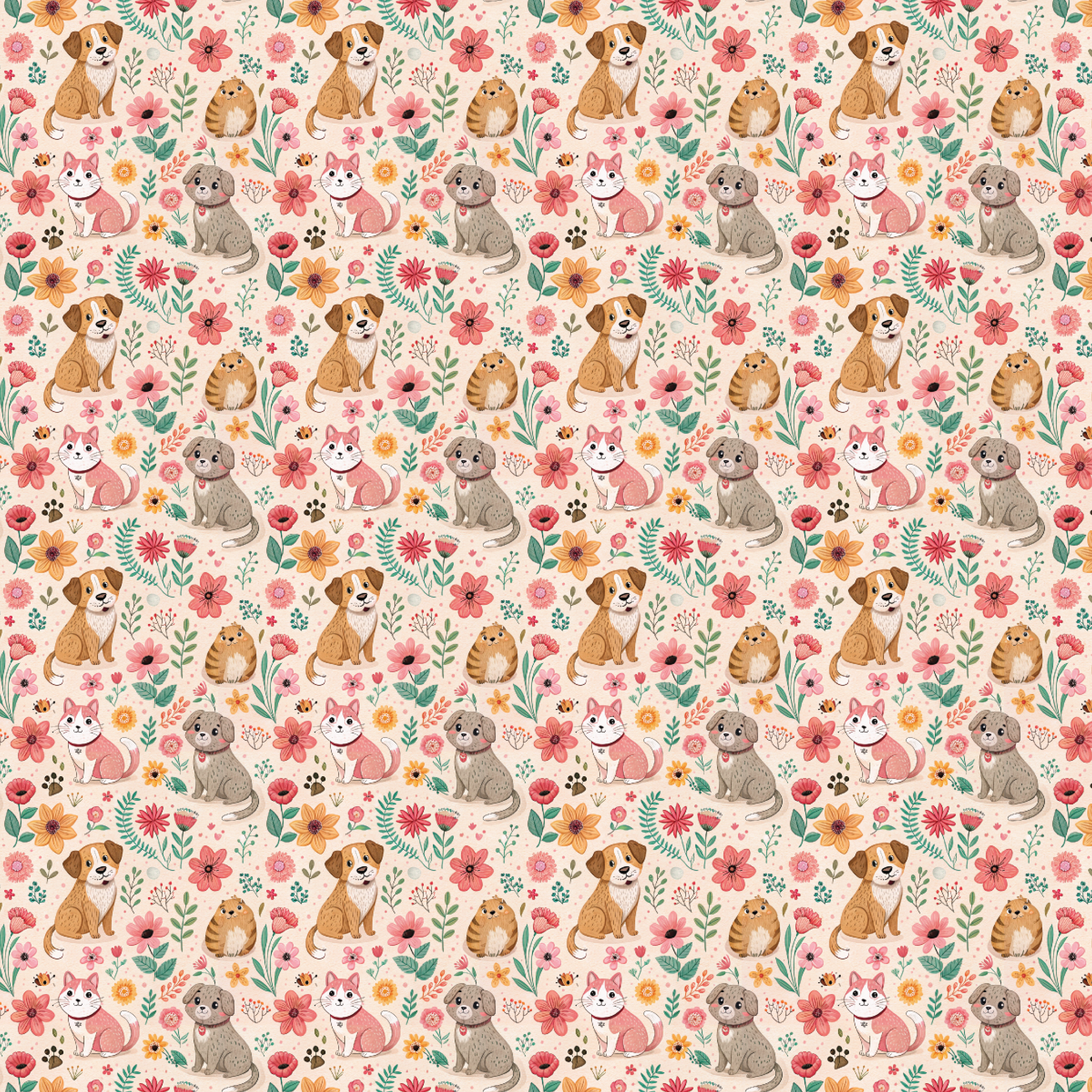 P1356 | Preppy Dogs & Cats Pattern Acrylic Sheets - Patterns
