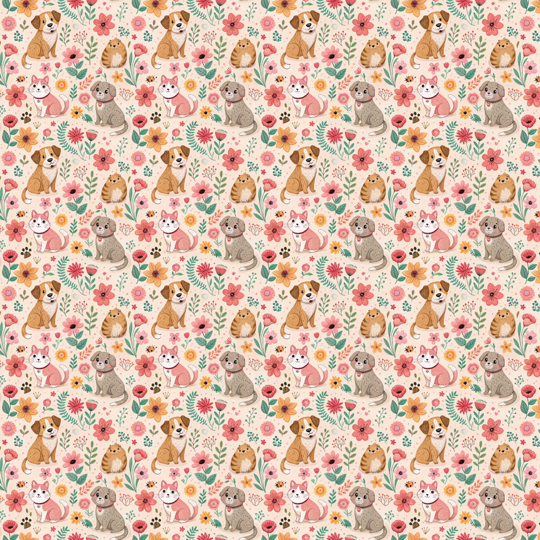 P1356 | Preppy Dogs & Cats Pattern Acrylic Sheets - Patterns