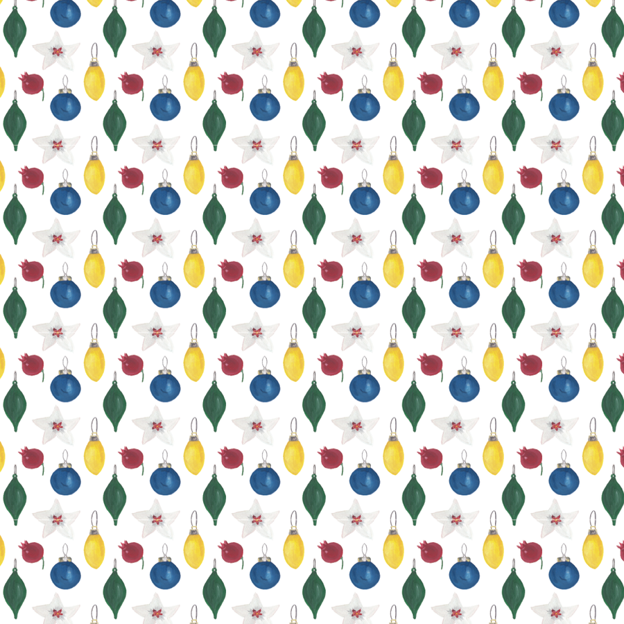P1394 | Bold Watercolor Christmas Ornaments Pattern Acrylic Sheets - Patterns