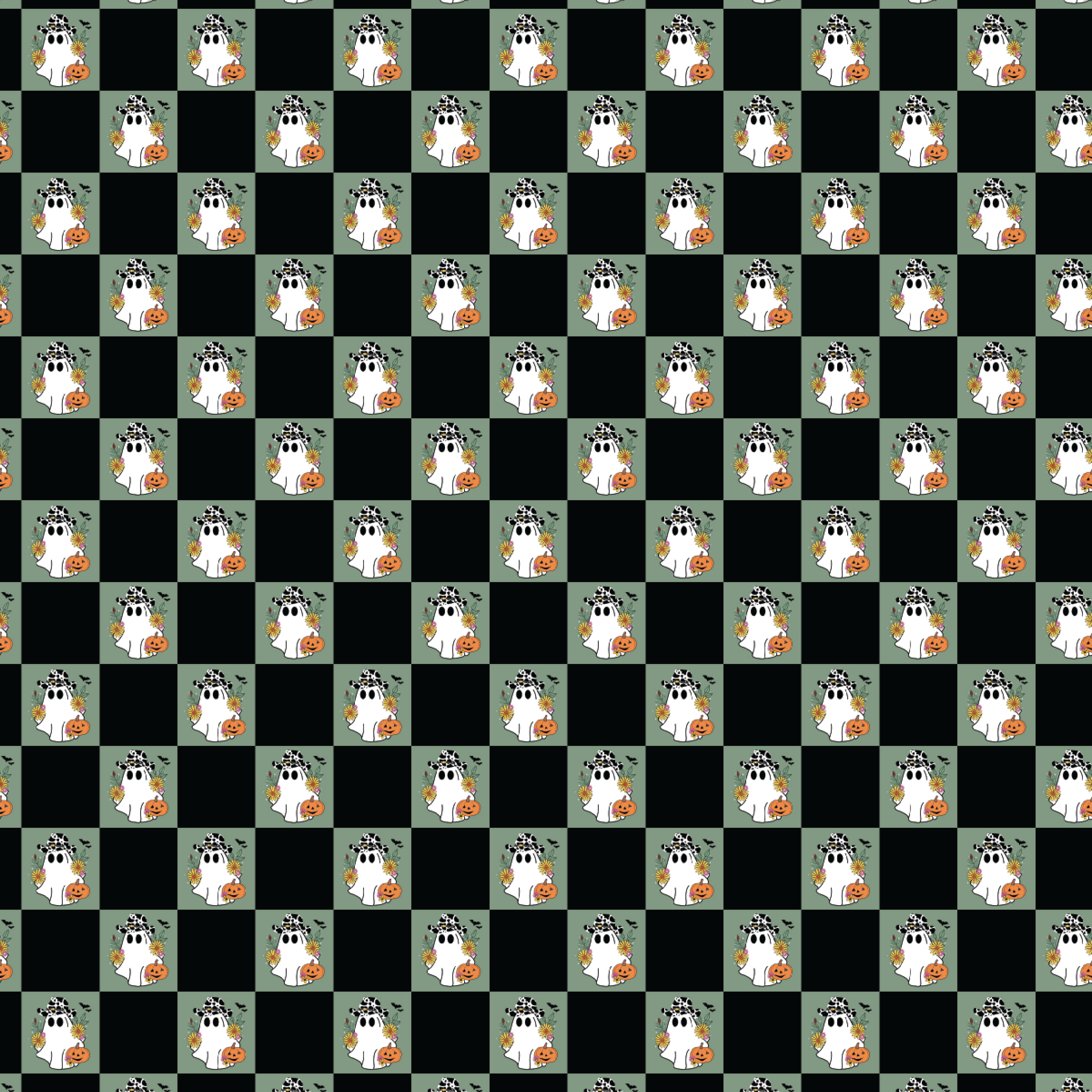 P1398 | Checkered Cowboy Ghosts Pattern Acrylic Sheets - Patterns