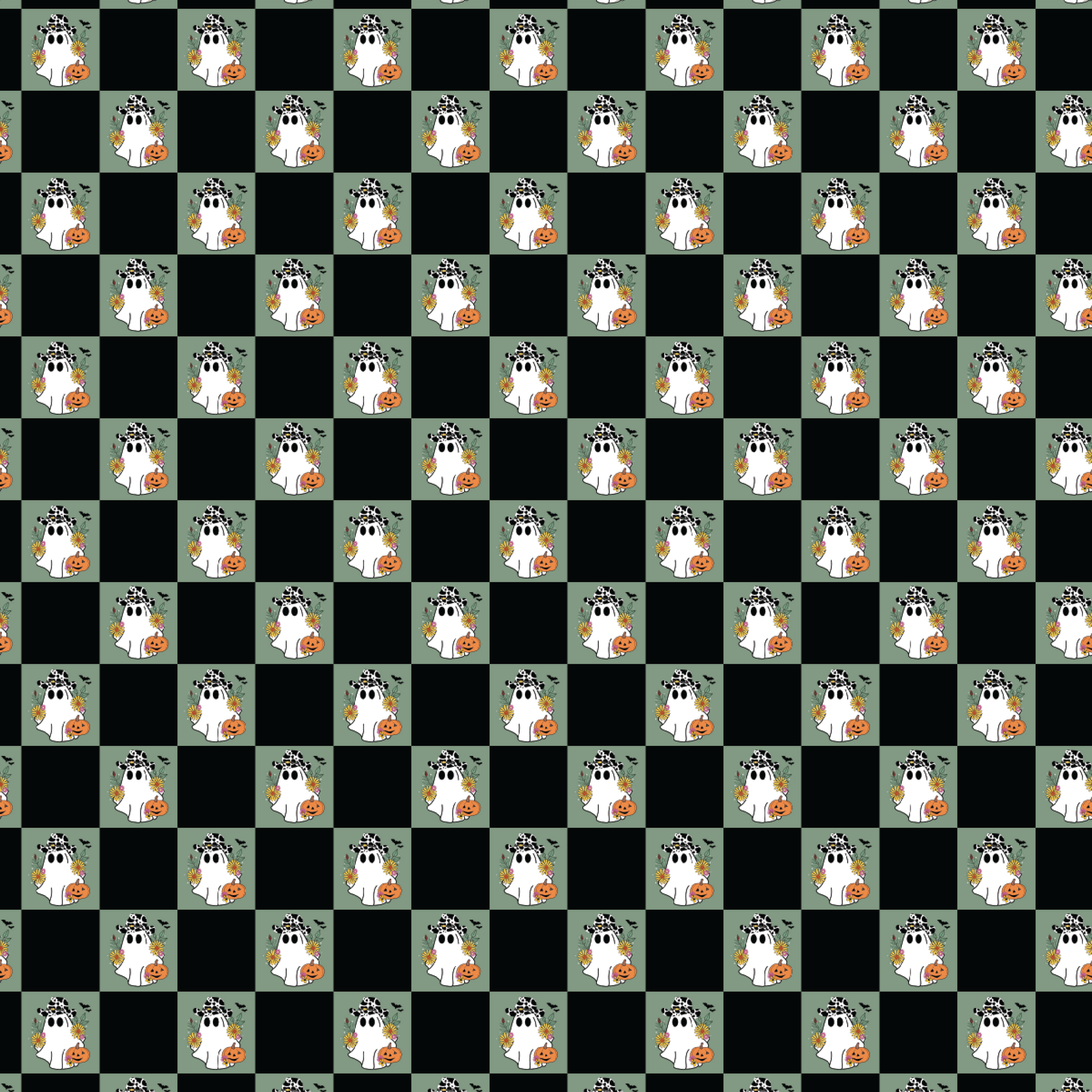 P1398 | Checkered Cowboy Ghosts Pattern Acrylic Sheets - Patterns