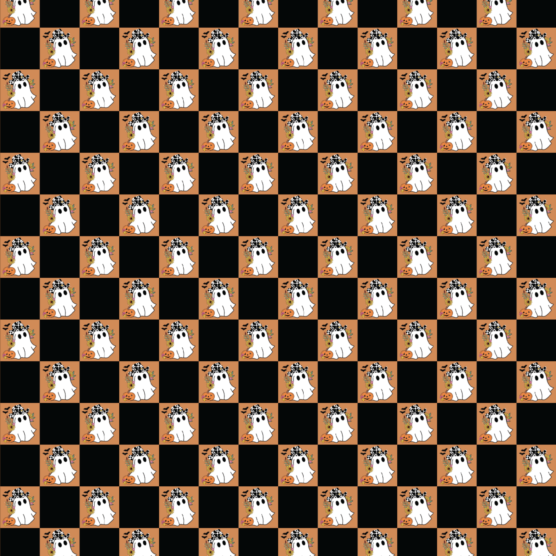 P1399 | Checkered Cowgirl Ghosts Pattern Acrylic Sheets - Patterns