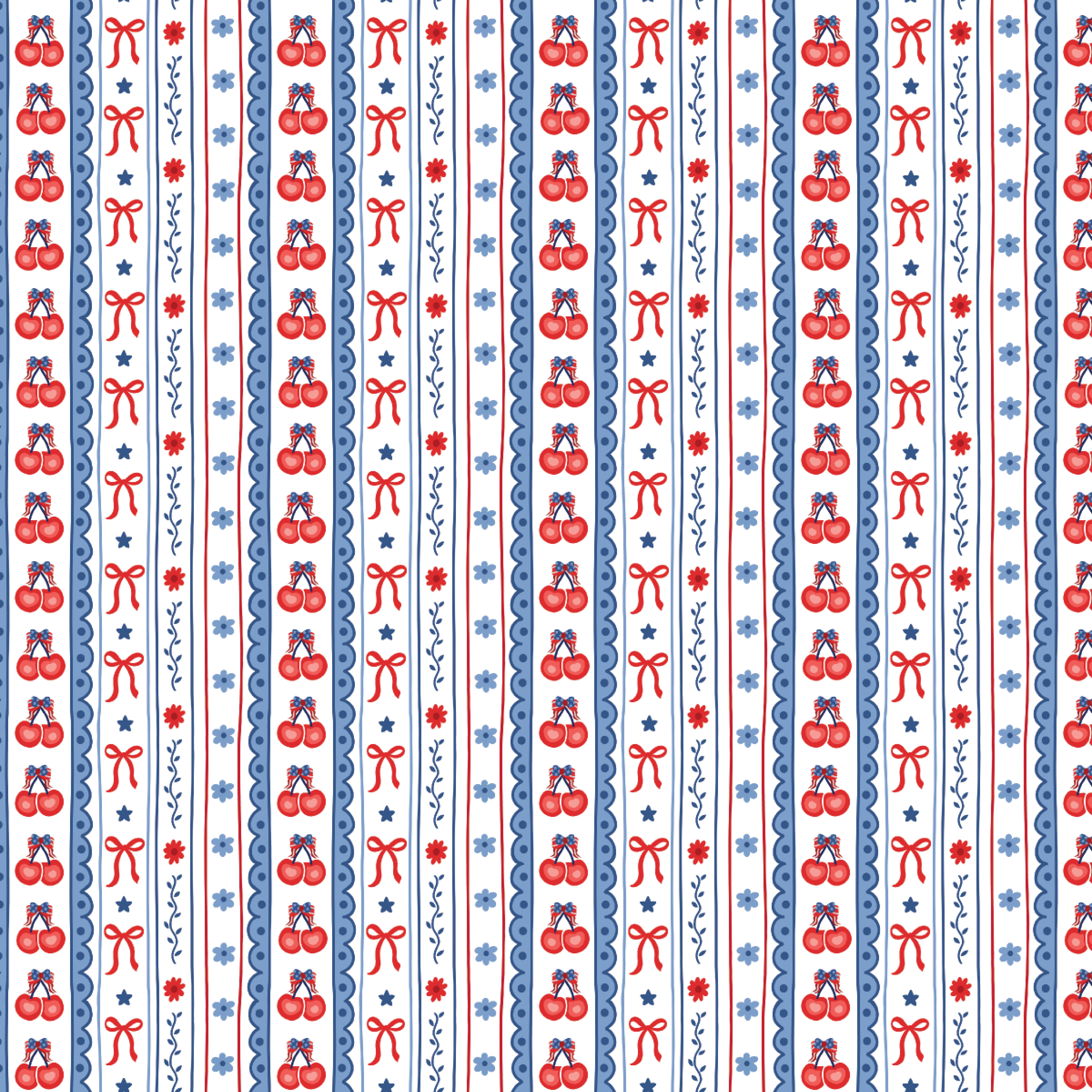 P1402 | Coquette July 4th Cherry Bow Pattern Acrylic Sheets - Patterns