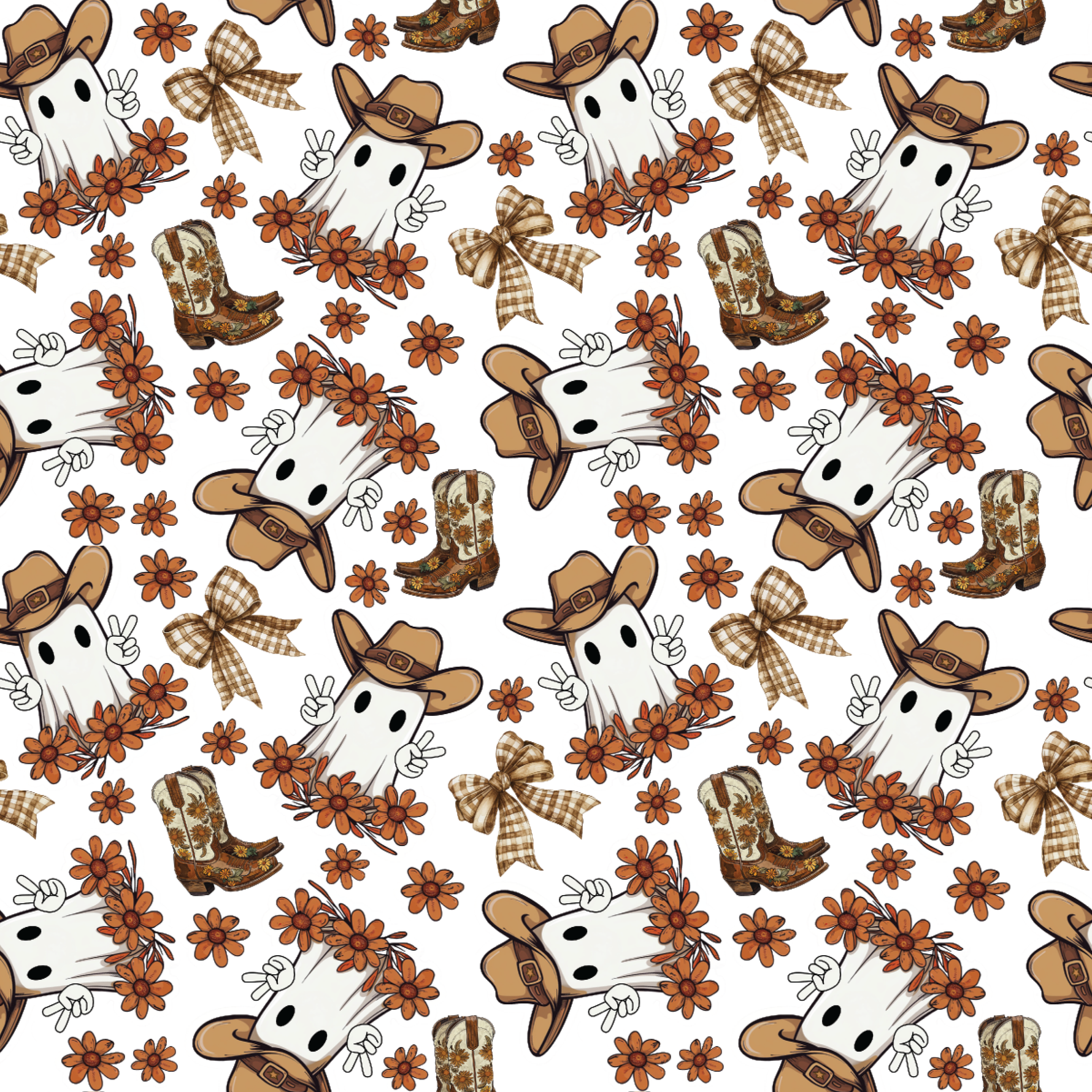 P1411 | Fall Friendly Cowboy Ghosts Pattern Acrylic Sheets - Patterns