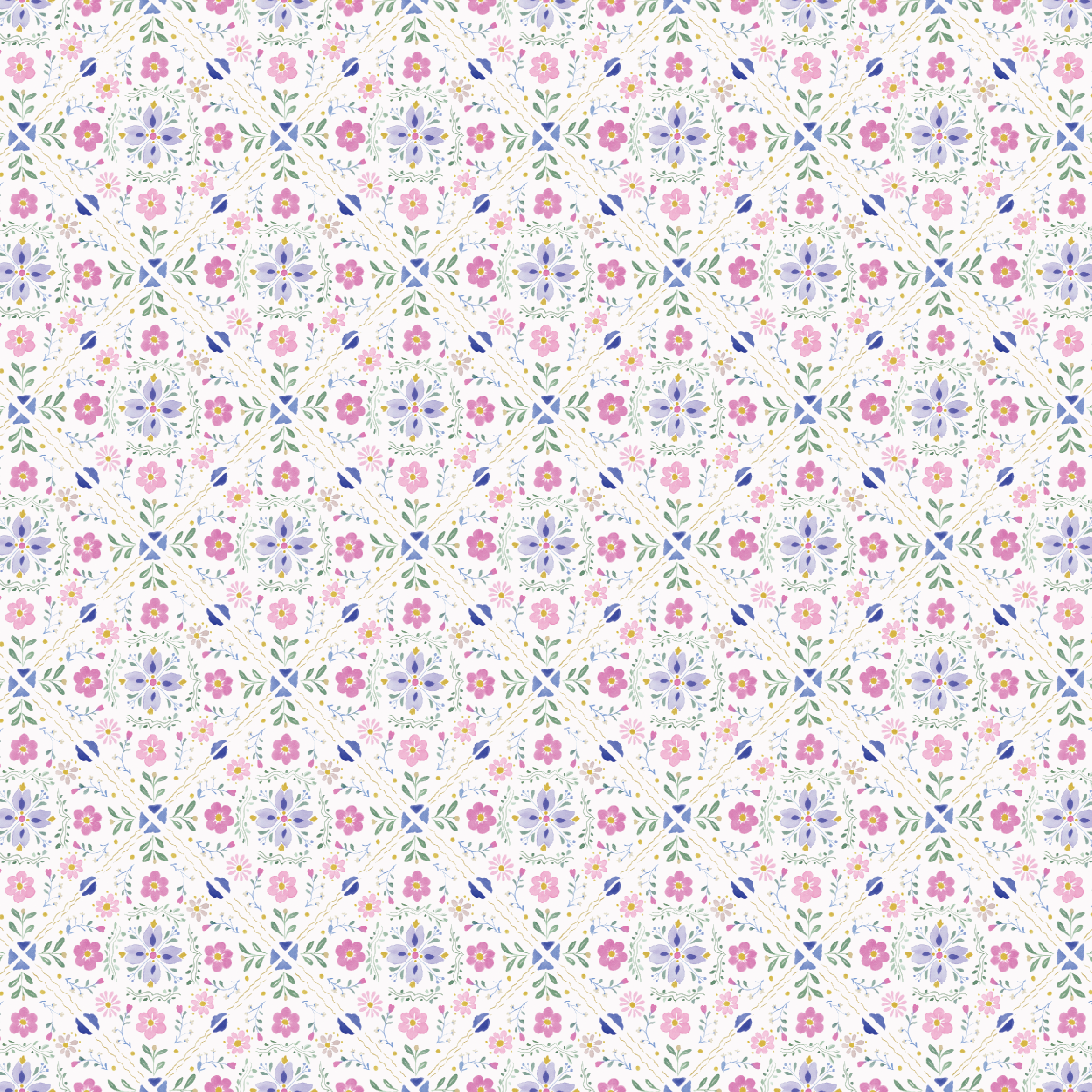 P1415 | Folk Floral Scattered Pattern Acrylic Sheets - Patterns