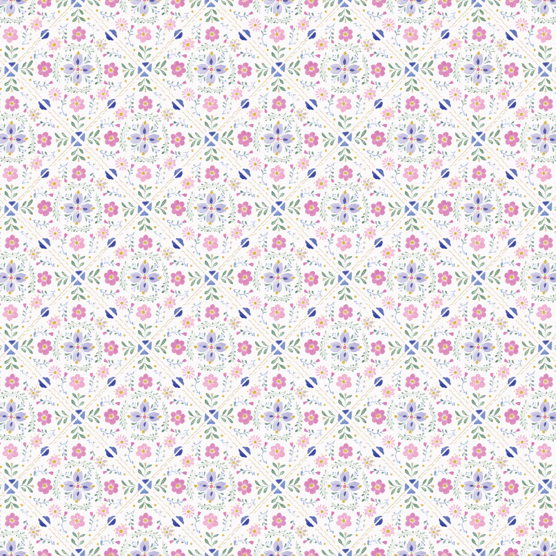 P1415 | Folk Floral Scattered Pattern Acrylic Sheets - Patterns