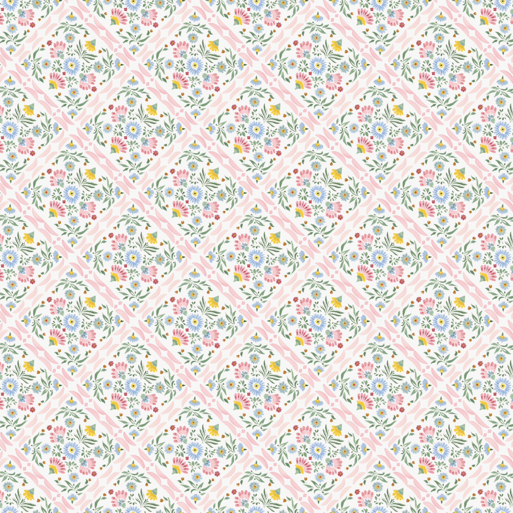 P1417 | Folk Pink Floral Pattern Acrylic Sheets - Patterns