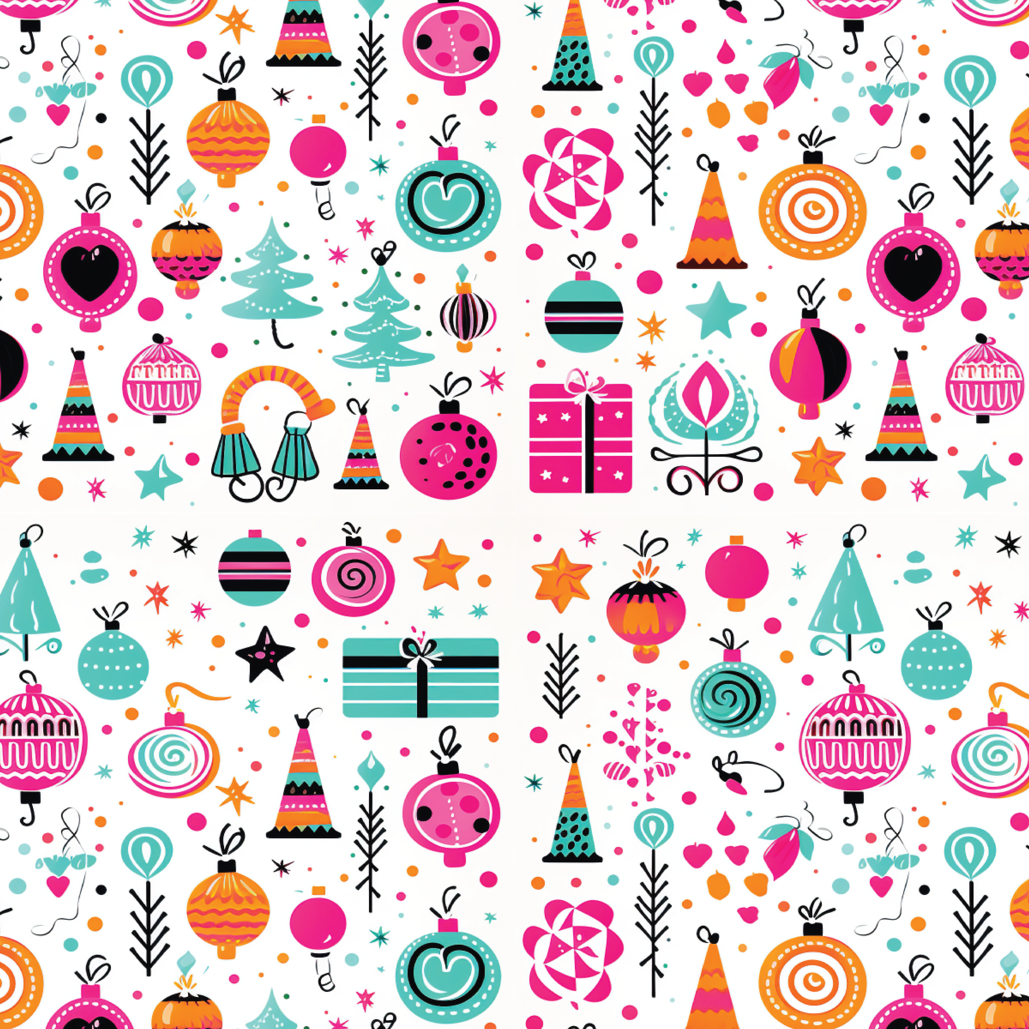 P1435 | Neon Christmas Ornaments Pattern Acrylic Sheets - Patterns