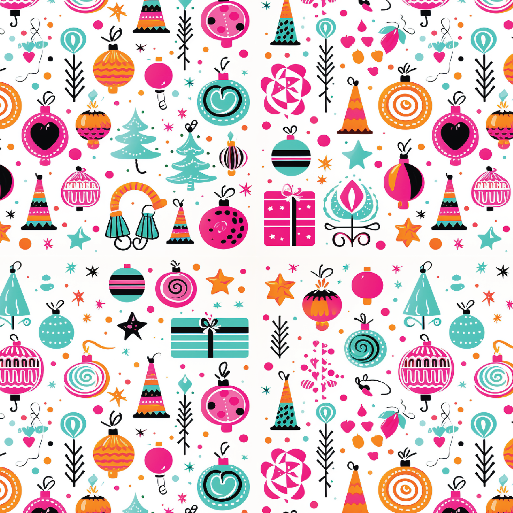 P1435 | Neon Christmas Ornaments Pattern Acrylic Sheets - Patterns