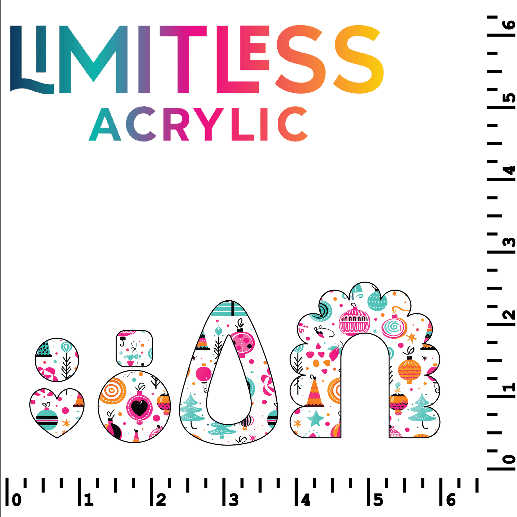 P1435 | Neon Christmas Ornaments Pattern Acrylic Sheets - Patterns