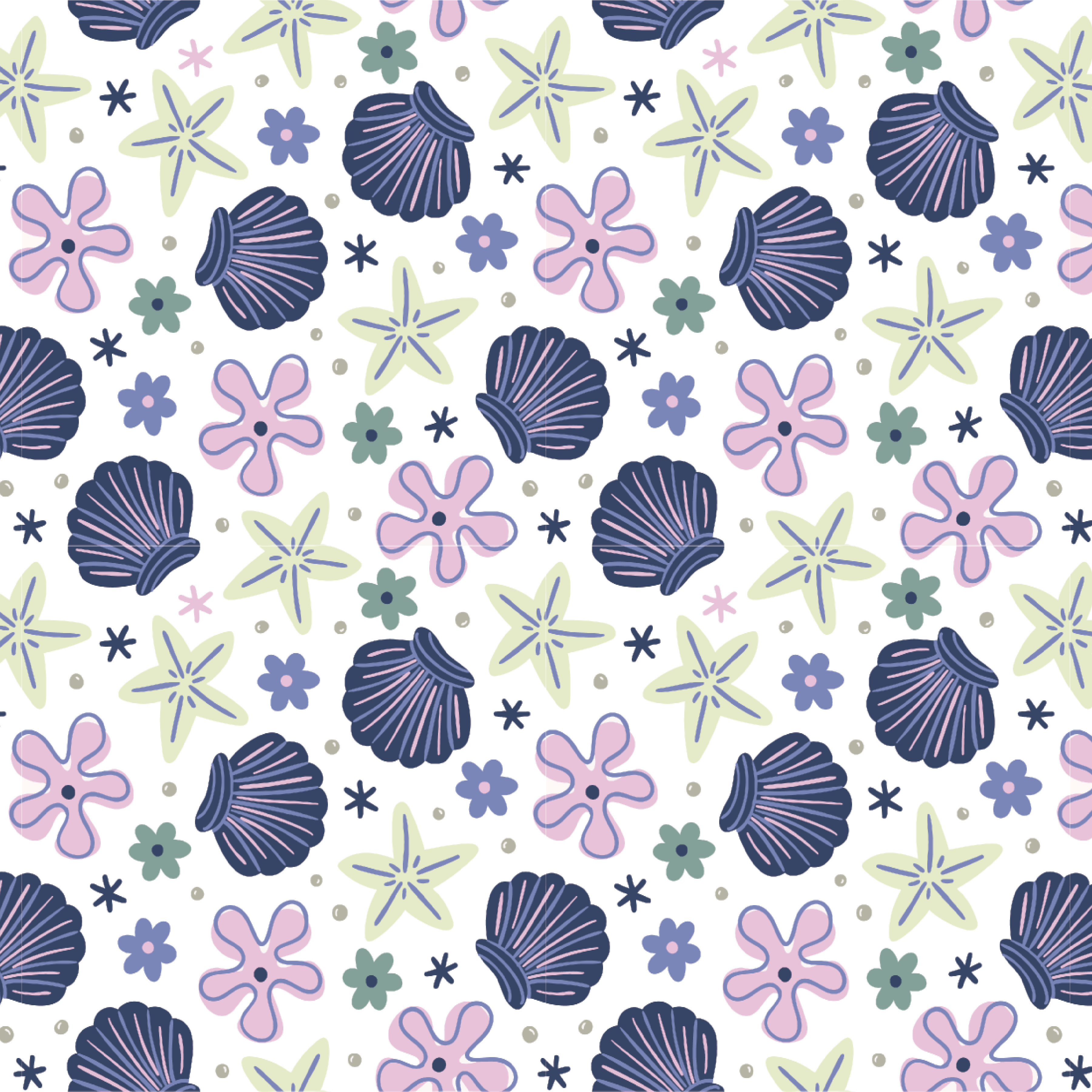 P1459 | Purple Seashells 01 Pattern Acrylic Sheets - Patterns