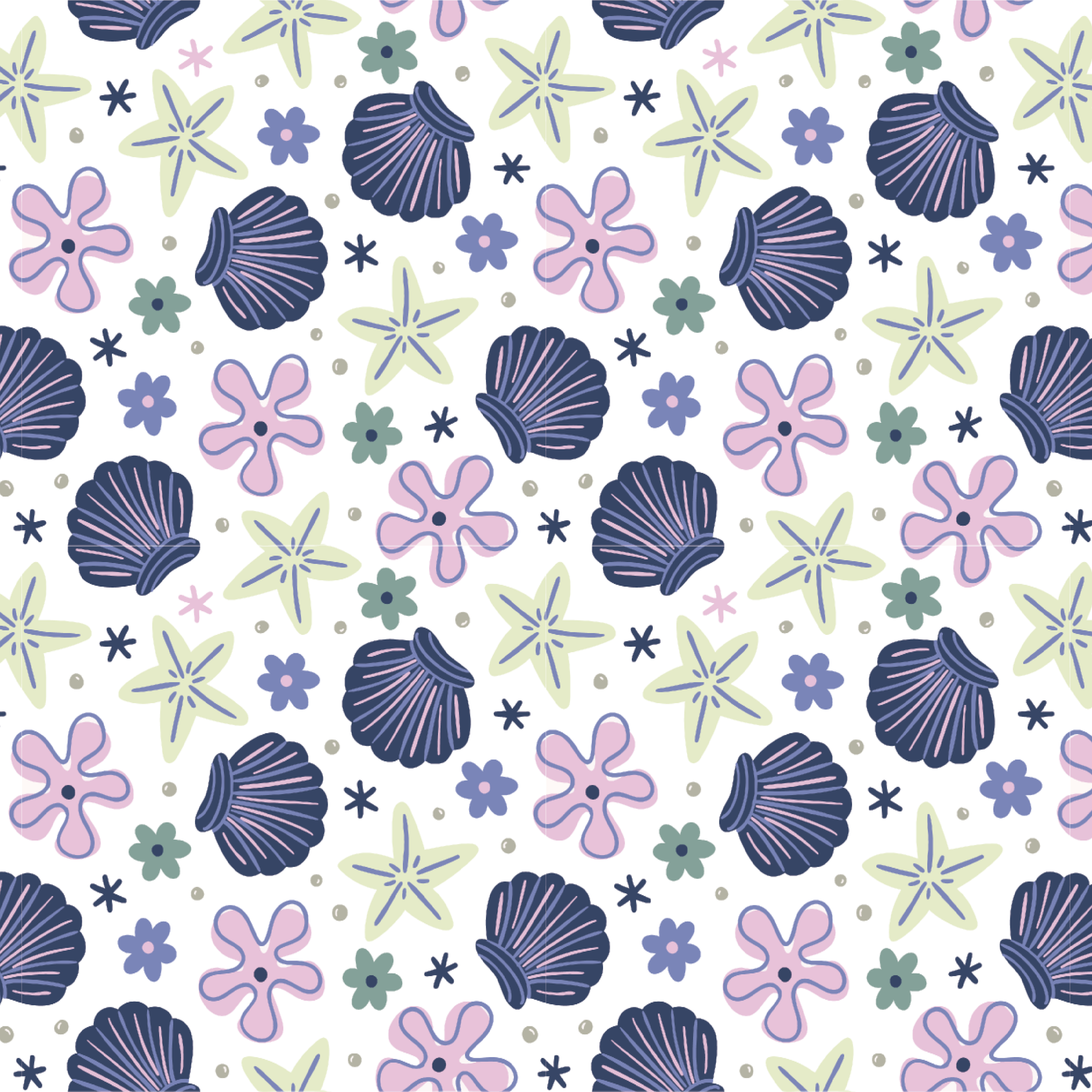 P1459 | Purple Seashells 01 Pattern Acrylic Sheets - Patterns