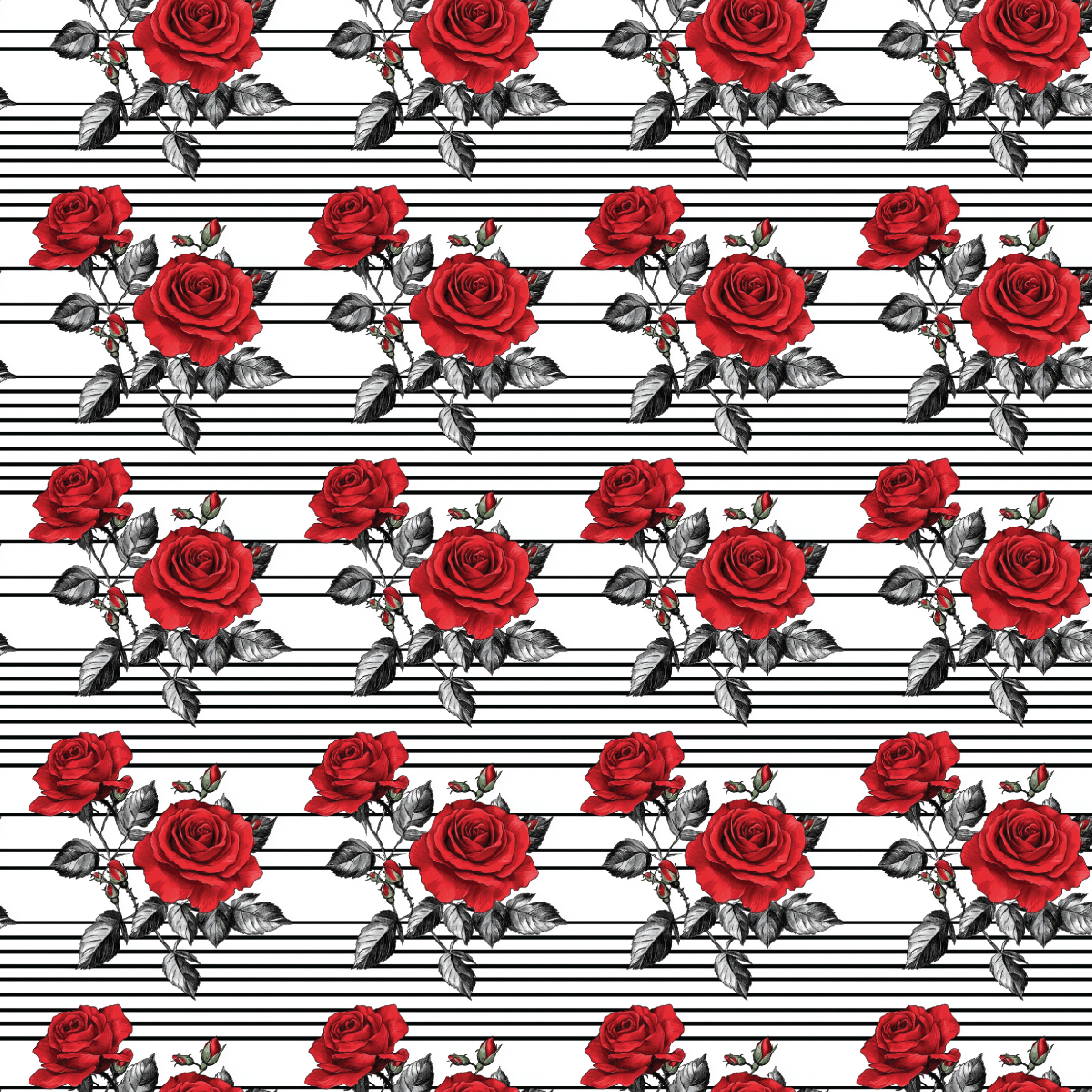P1466 | Red Rose on Black Stripes Pattern Acrylic Sheets - Patterns