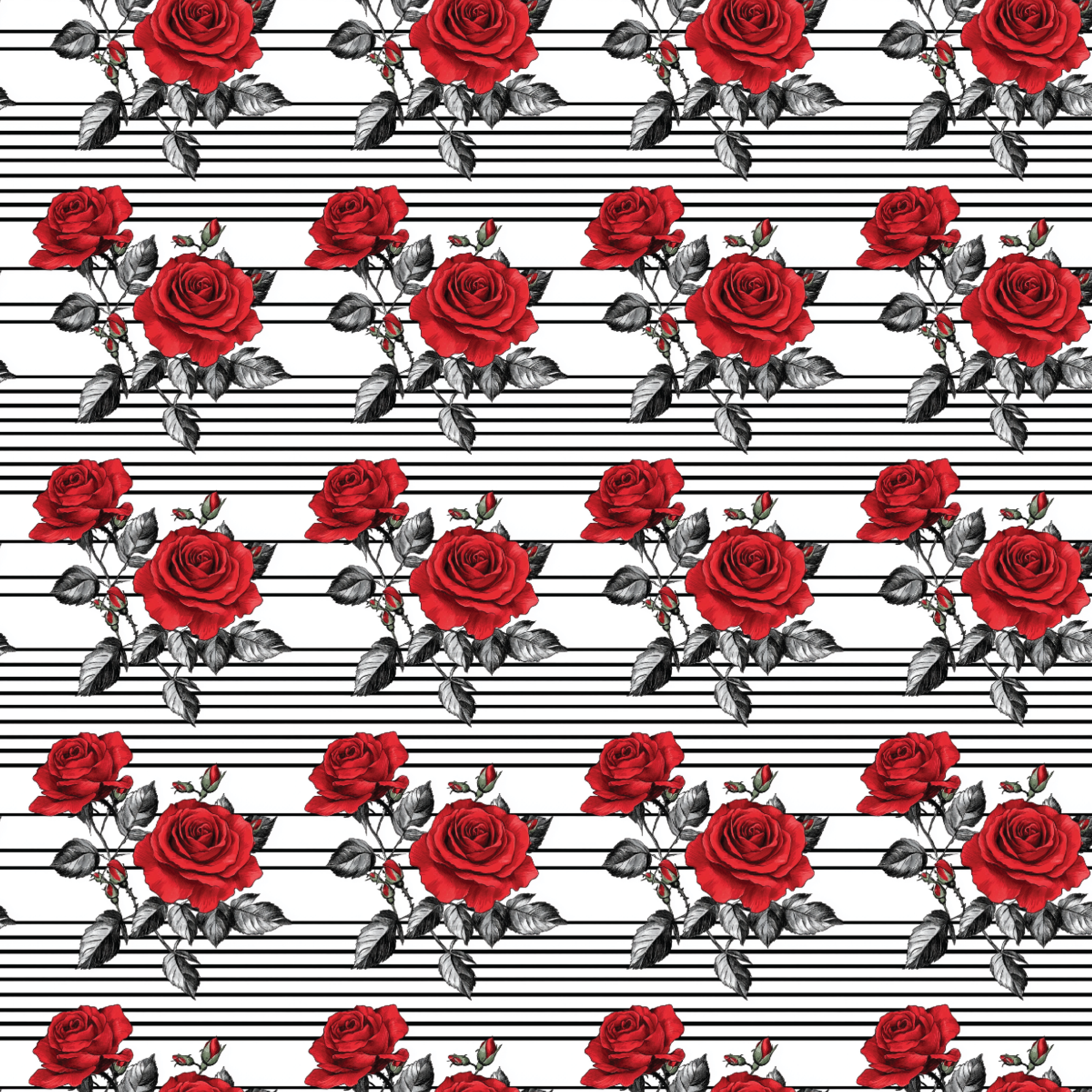 P1466 | Red Rose on Black Stripes Pattern Acrylic Sheets - Patterns
