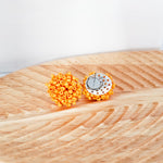 Pastel Orange 15mm Small Seed Bead Topper, 1 Pair, Seed Bead 16 - 