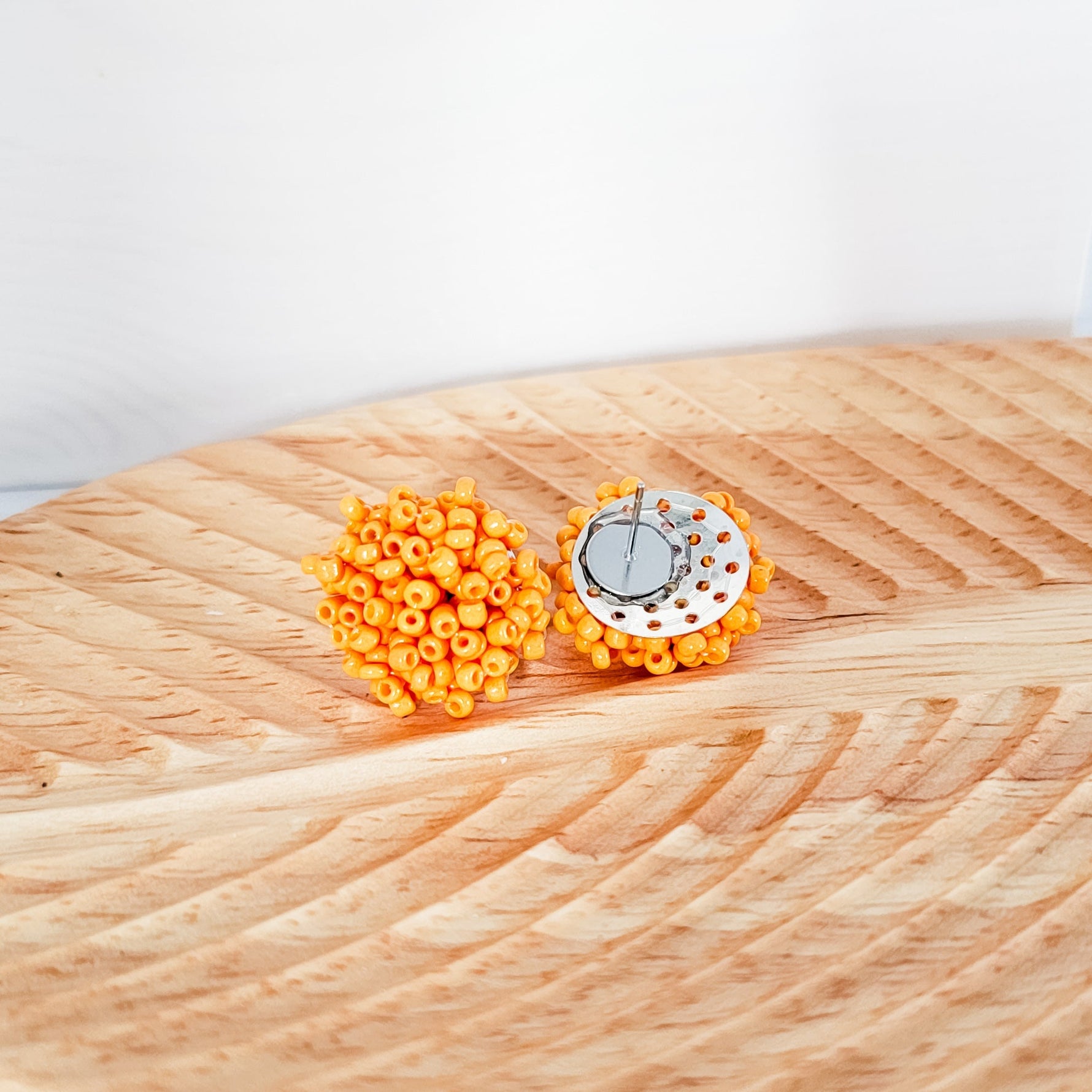 Pastel Orange 15mm Small Seed Bead Topper, 1 Pair, Seed Bead 16 - 