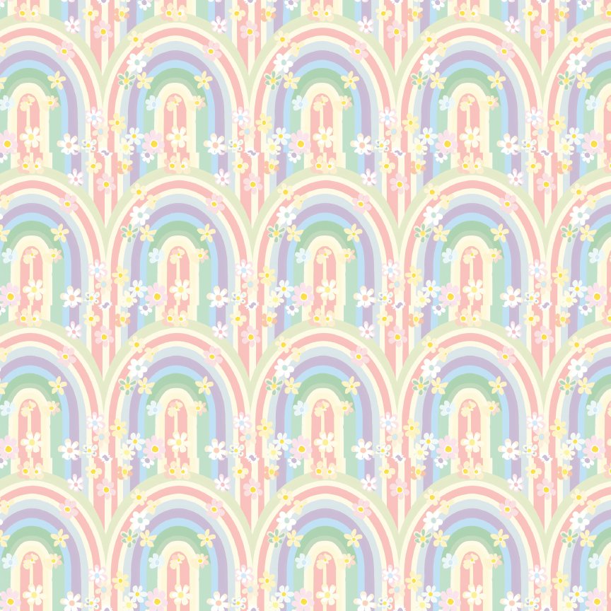 Pastel Spring Rainbows & Daisies Pattern Acrylic Sheets - CMB Pattern Acrylic