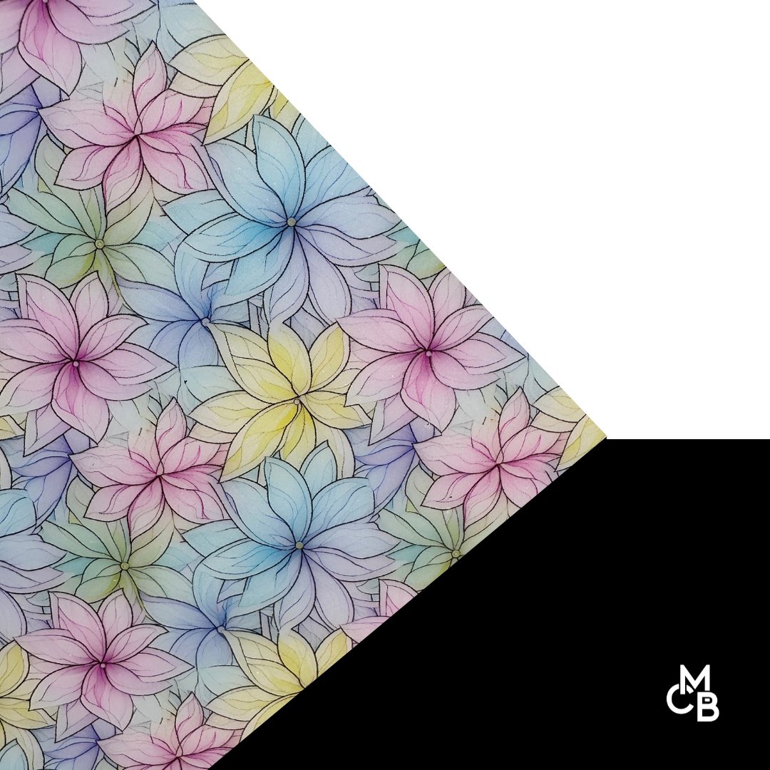 Pastel Stained Glass Floral On Frosted White Pattern Acrylic Sheet CMB PRESTIGE PATTERNS - Acrylic Sheets