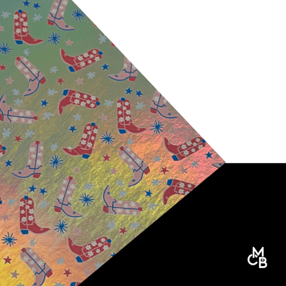 Pattern Leatherette | HOLOGRAPHIC COWGIRL BOOTS | P0275 - LASERABLE LEATHERETTE