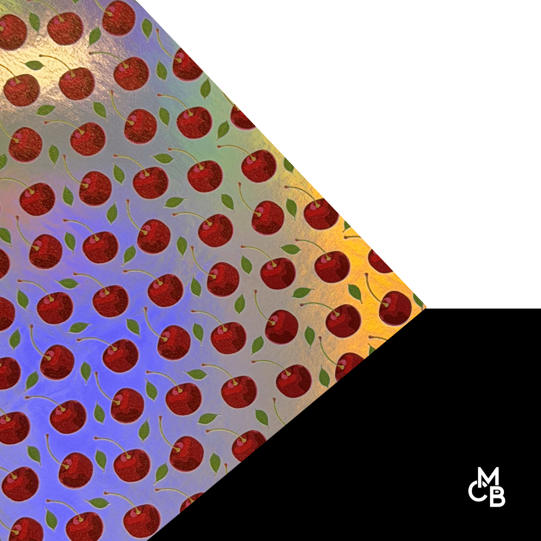 Pattern Leatherette | HOLOGRAPHIC SCATTERED CHERRIES | P1237 - LASERABLE LEATHERETTE