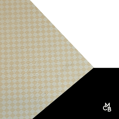 Pattern Leatherette | Light Tan/Peach & White Checkered | P0544 - LASERABLE LEATHERETTE