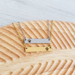 Paw Print Cutout Horizontal Bar Necklace (Silver or Gold), 1 Total, Metal Blank 179 - 