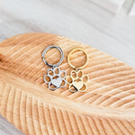 Paw Print Keychain (Silver or Gold), 1 Piece Total, Metal Blank 85 - 