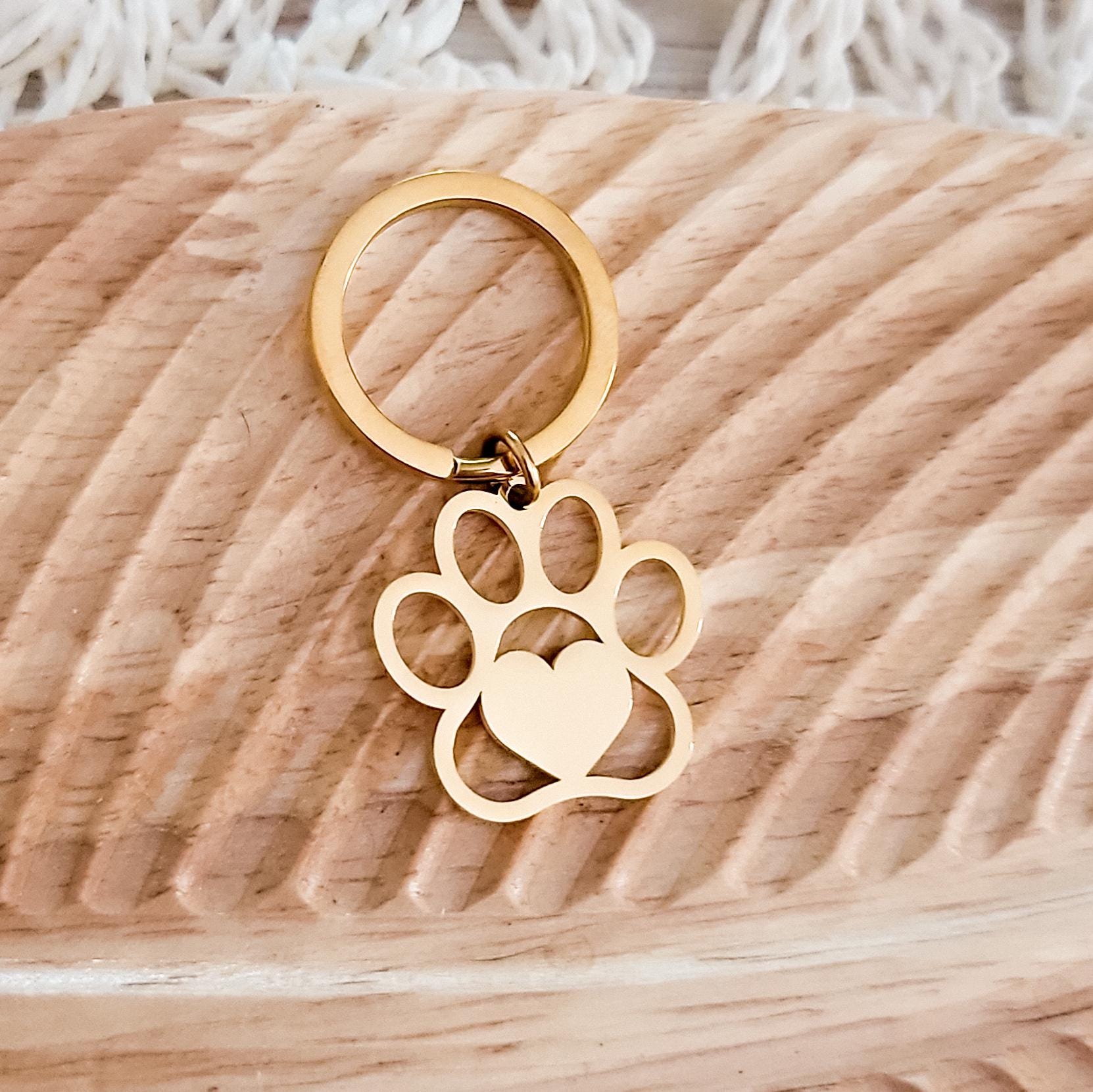 Paw Print Keychain (Silver or Gold), 1 Piece Total, Metal Blank 85 - 