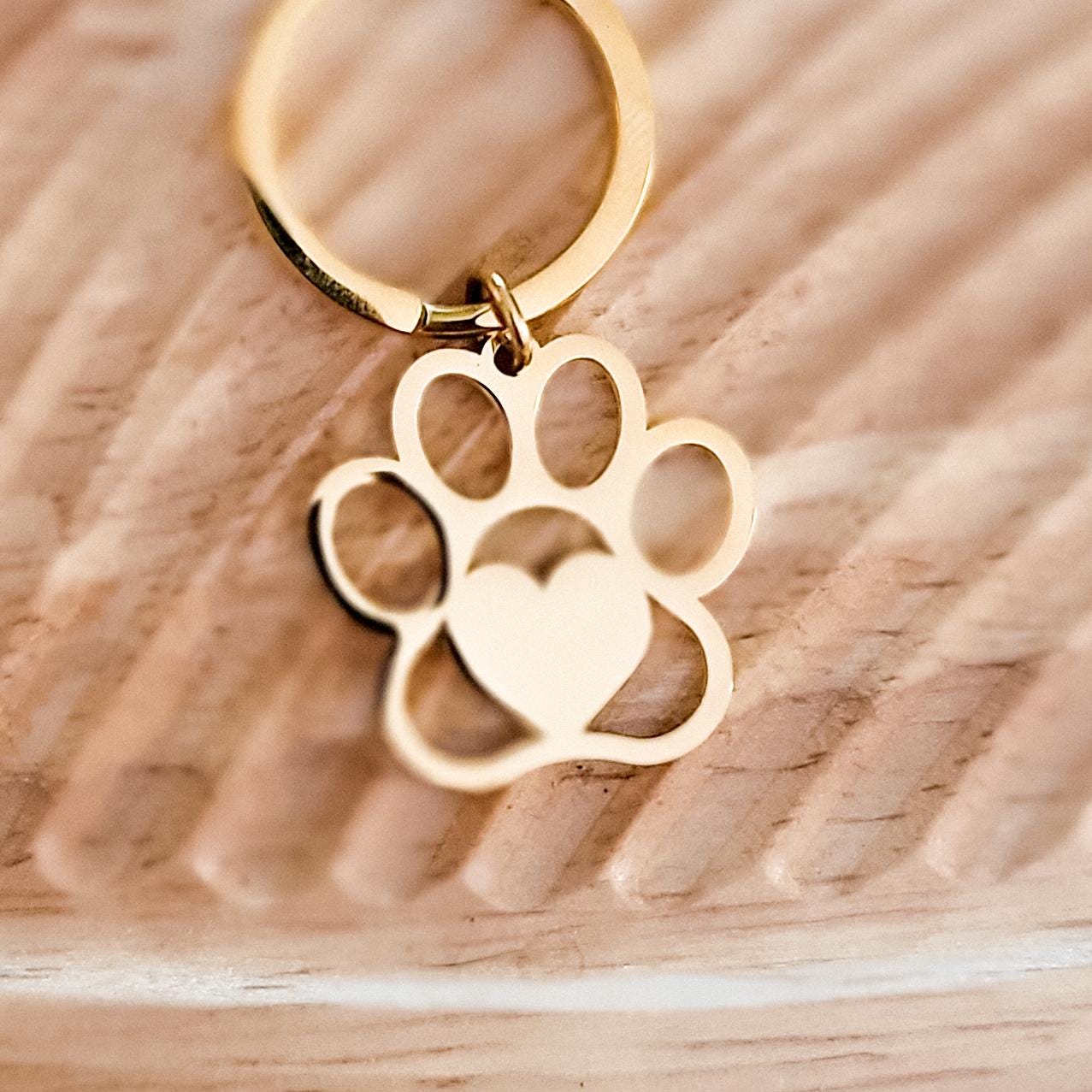 Paw Print Keychain (Silver or Gold), 1 Piece Total, Metal Blank 85 - 